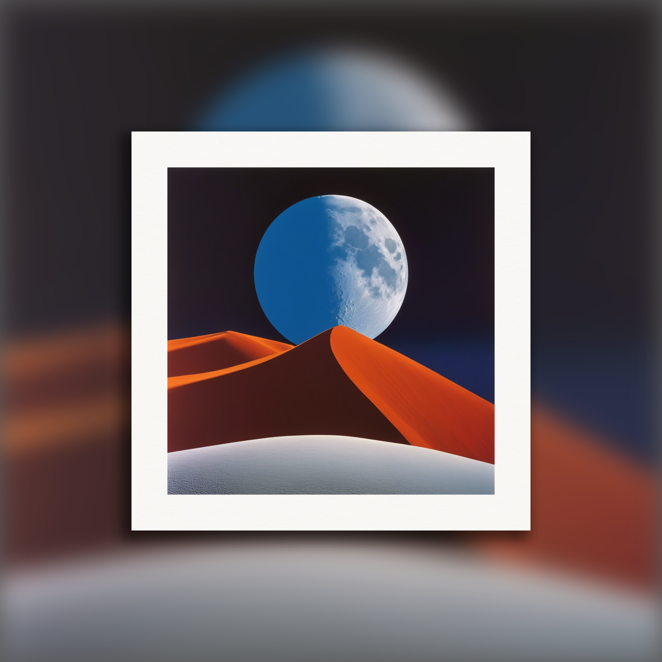 Farverige og abstrakte billeder, der fanger geometriske kompositioner i landskaber, Månen - Plakat