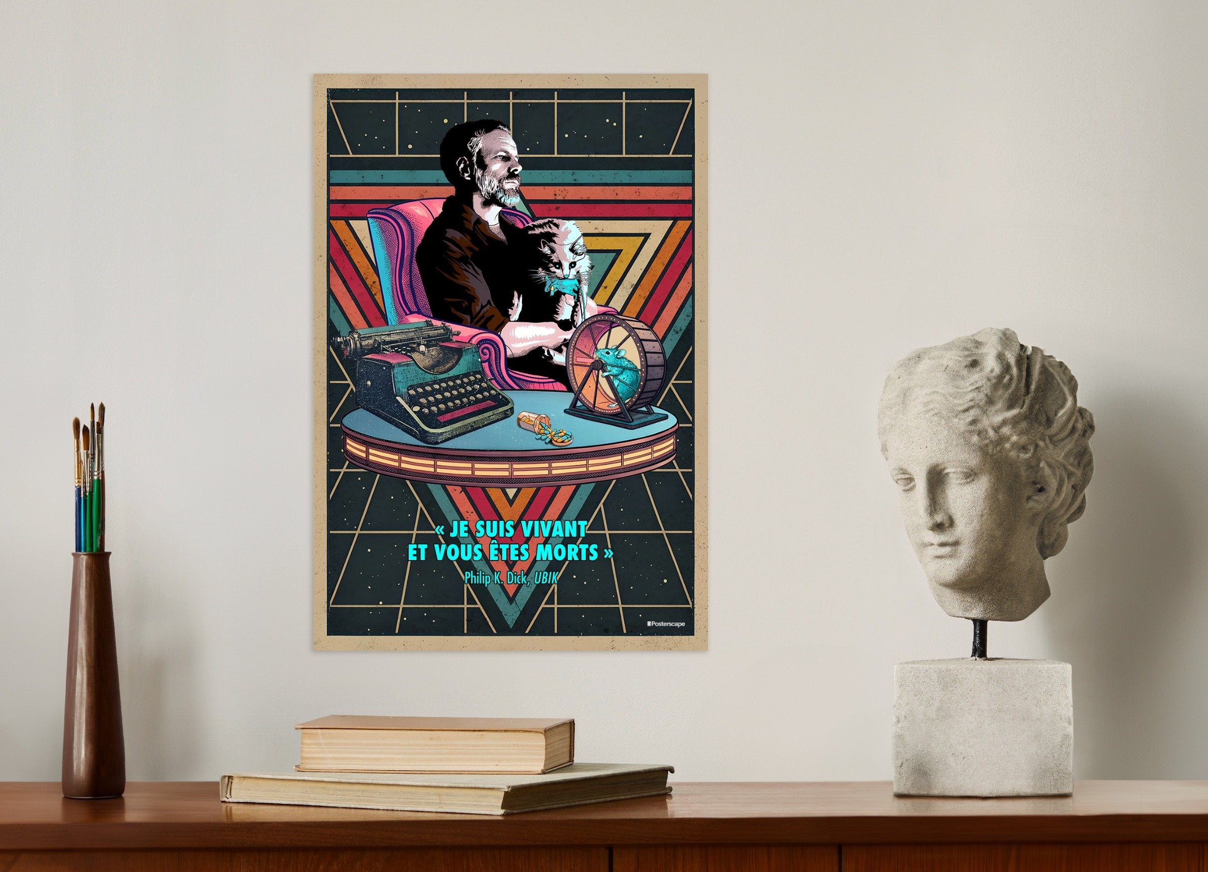 Philip K. Dick Plakat - "Jeg Er I Live Og Du Er Død" - Retro Sci-Fi Poster