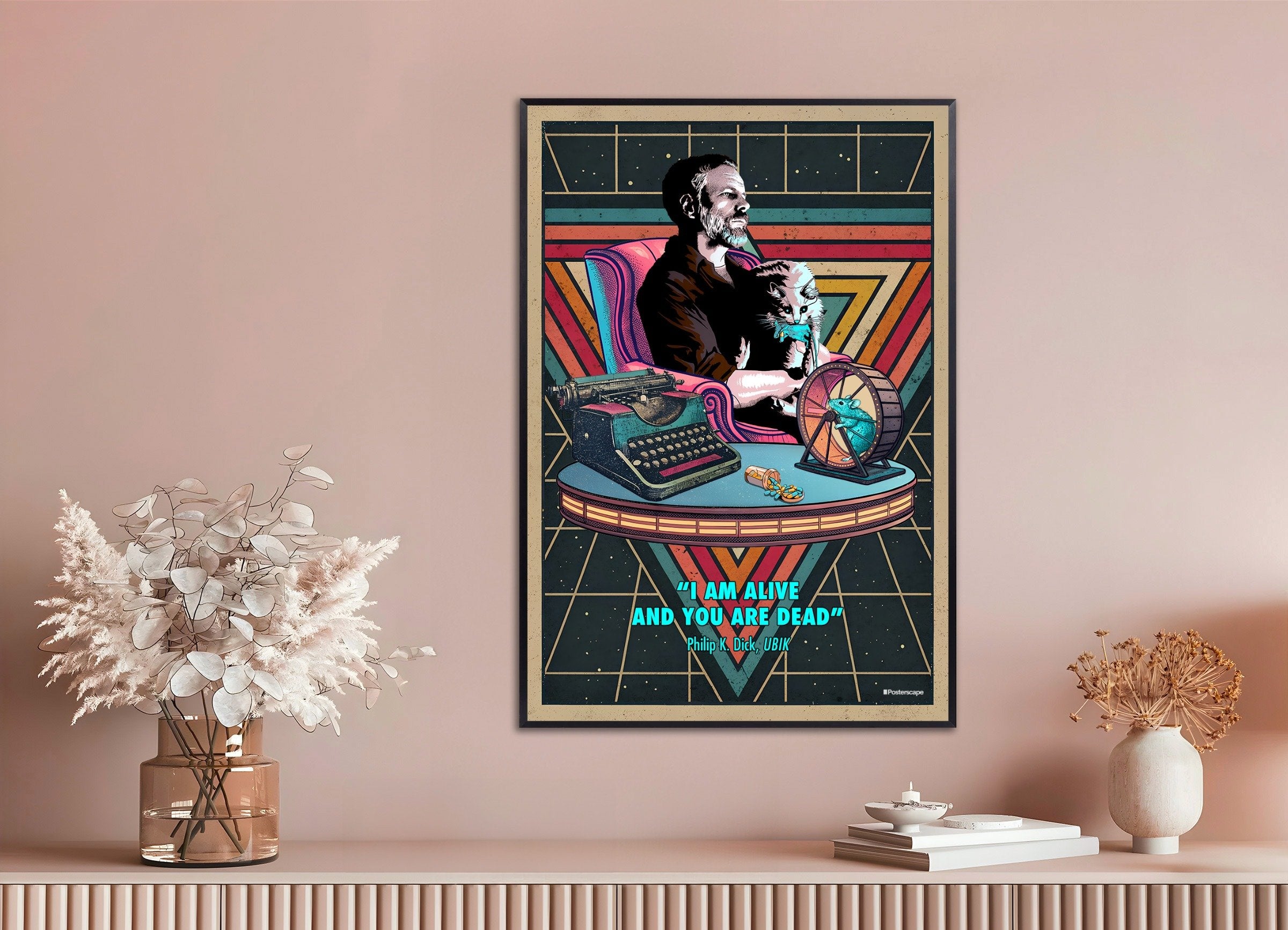 Philip K. Dick Plakat - "Jeg Er I Live Og Du Er Død" - Retro Sci-Fi Poster