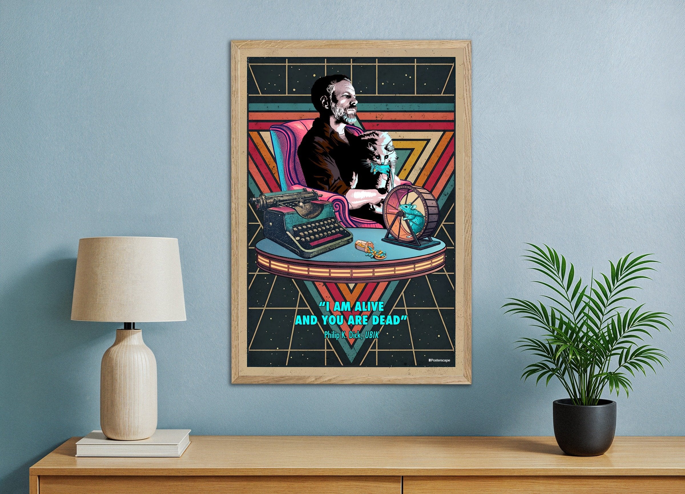 Philip K. Dick Plakat - "Jeg Er I Live Og Du Er Død" - Retro Sci-Fi Poster