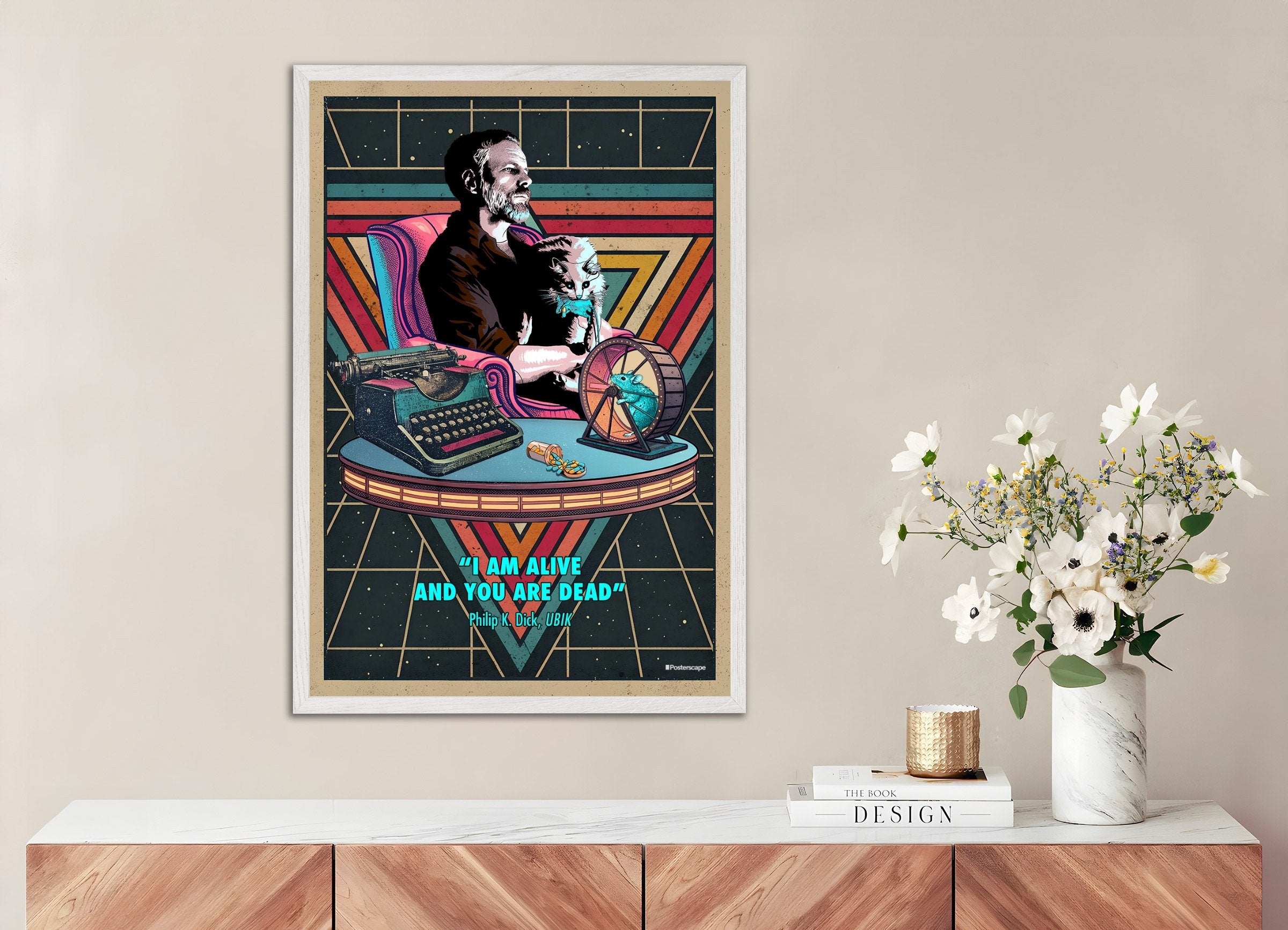 Philip K. Dick Plakat - "Jeg Er I Live Og Du Er Død" - Retro Sci-Fi Poster
