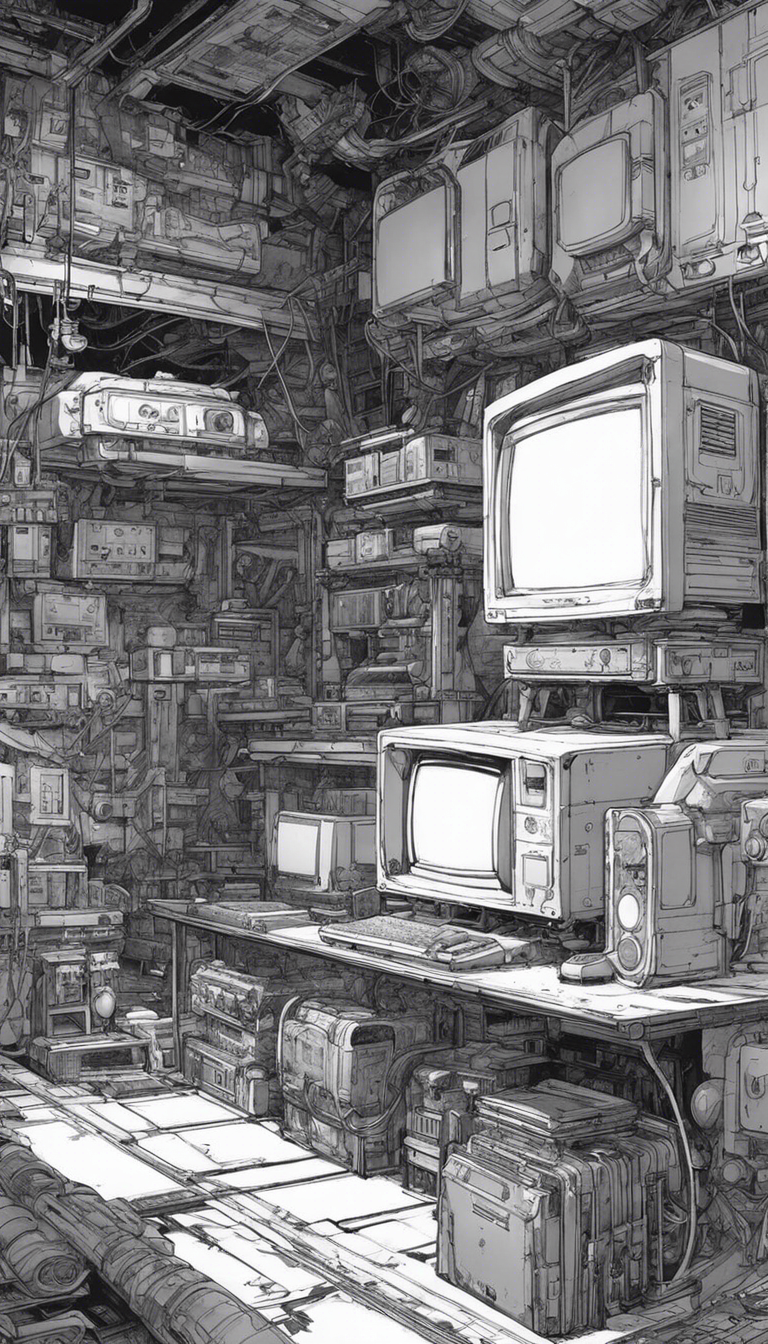 Moderne sort cyberpunk manga, Videospilkonsol - Plakat