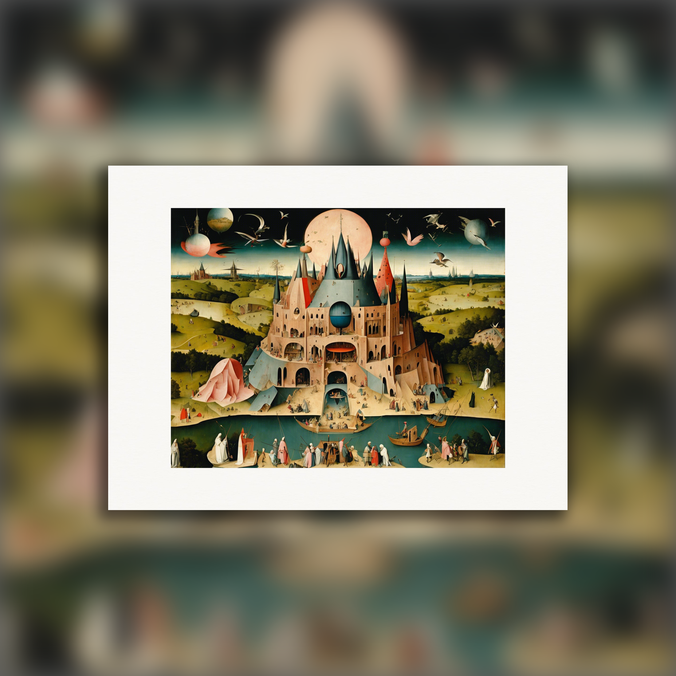 Moral allegorier og kaotiske visioner om himlen og helvede, brutalistisk arkitektur - Plakat