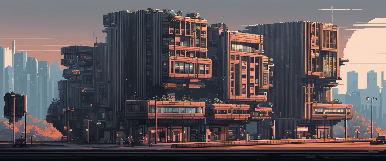Pixel Art, brutalist arkitektur - Plakat