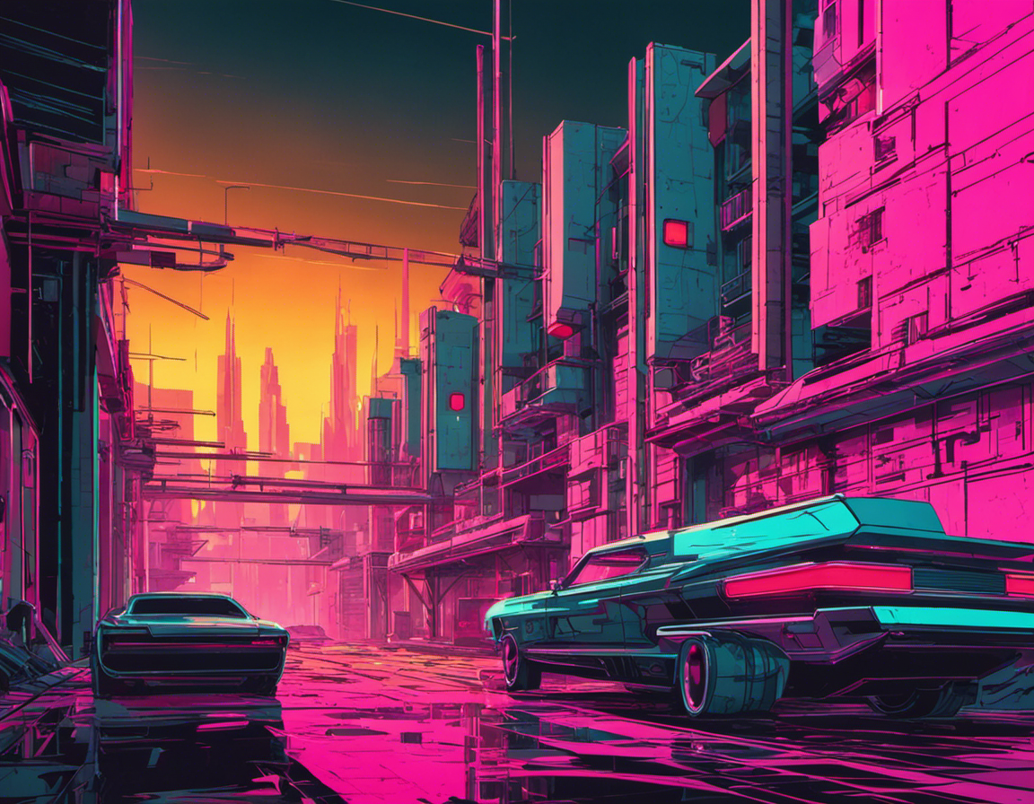 Neon punk, pink city - Plakat