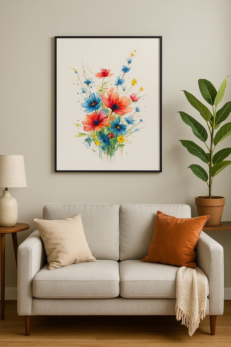 Akvarel blomster - Plakat
