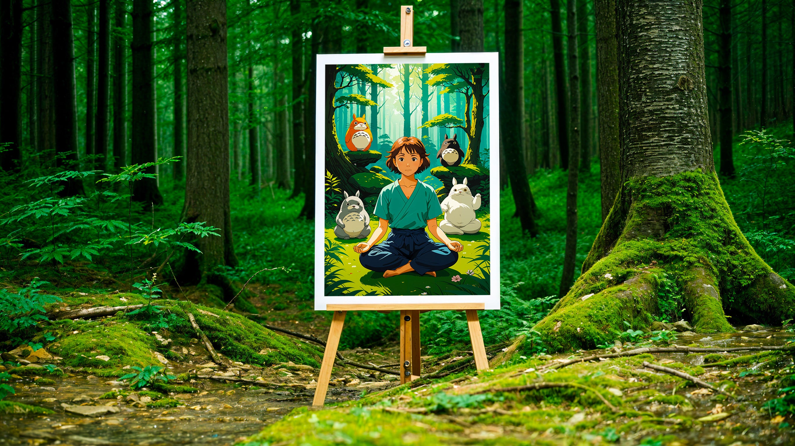 Studio Ghibli Plakat, Totoro og Meditation