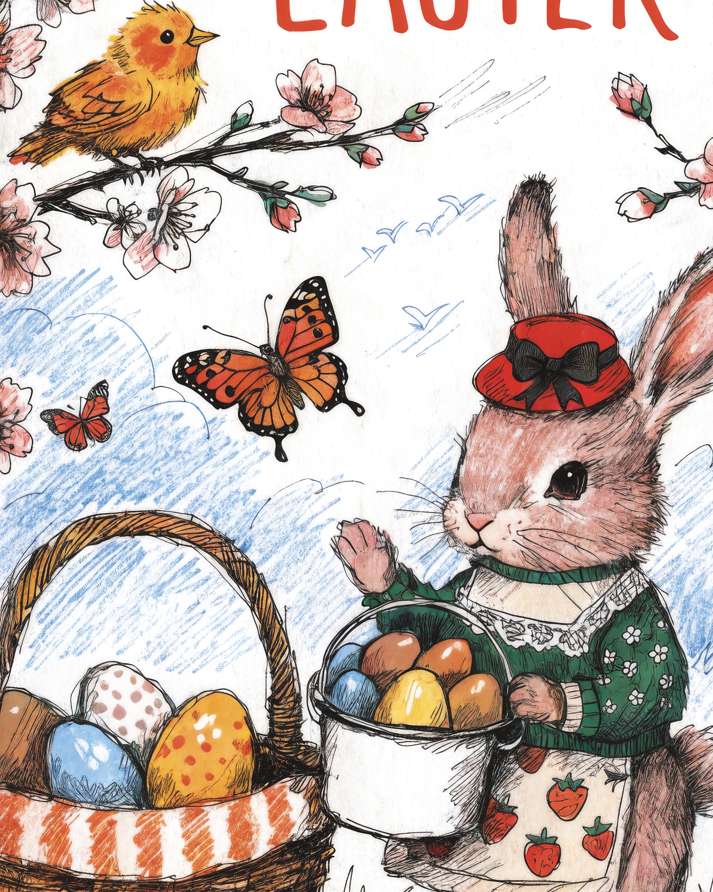 Påskehare i blomsterhave Poster