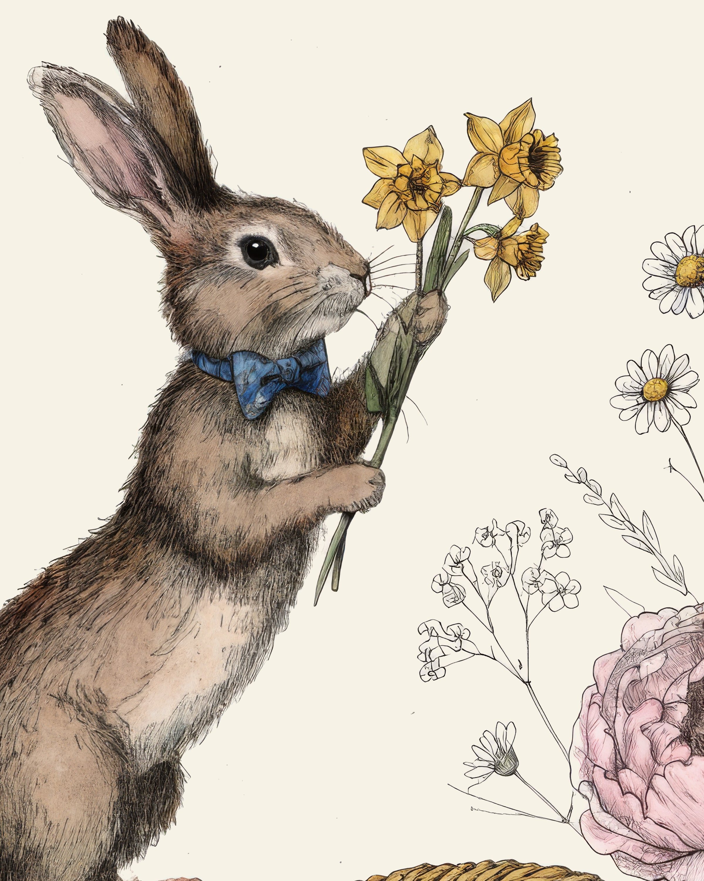 Sløjfe-kanin med påskekurv plakater