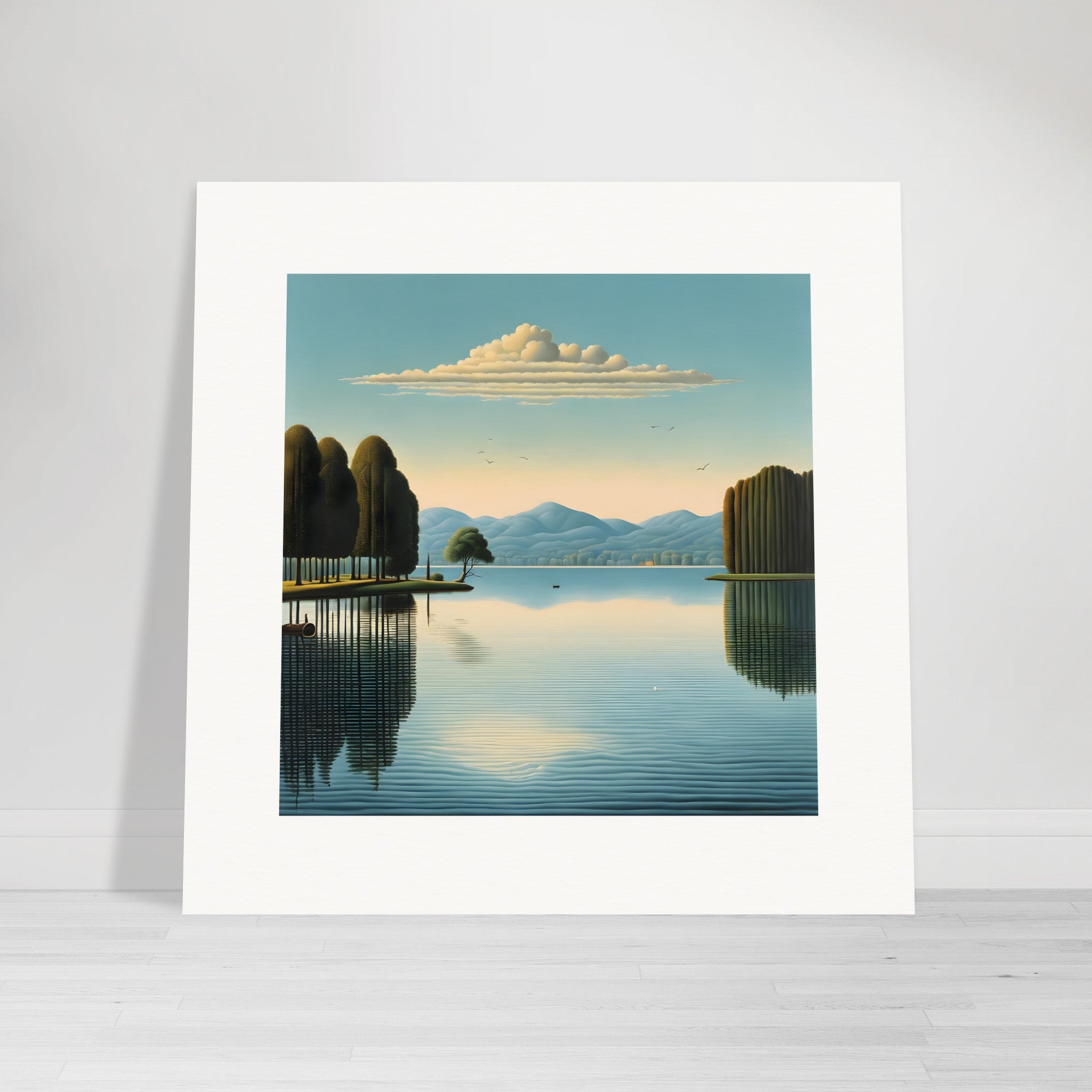 Belgisk surrealisme, refleksioner over søen - Plakat