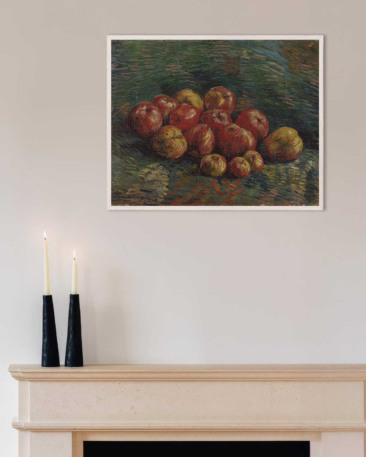 Poster af Æbler (1887) af Vincent van Gogh med hvid træramme