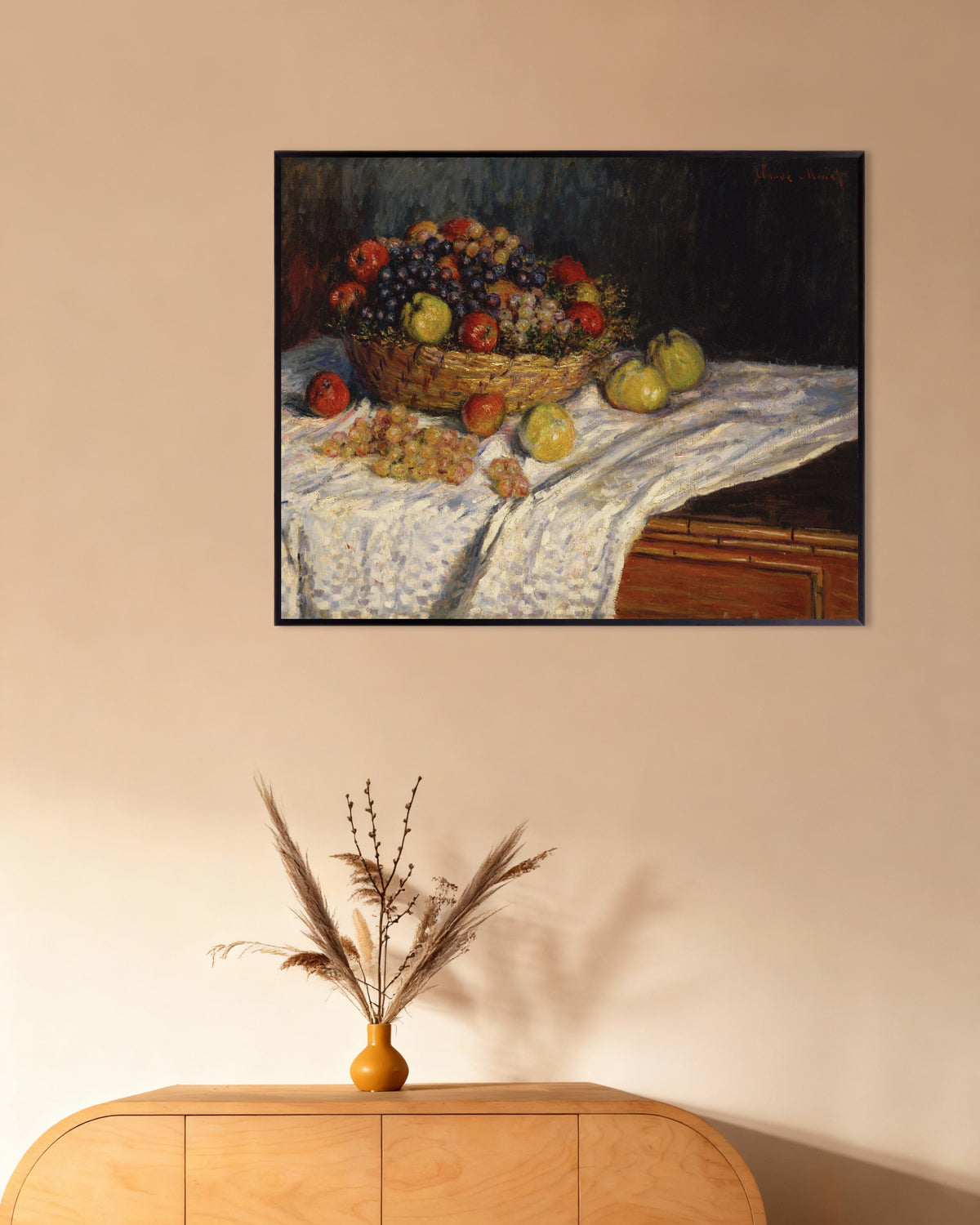 Plakat Æbler og druer (1879–1880) af Claude Monet med metalramme