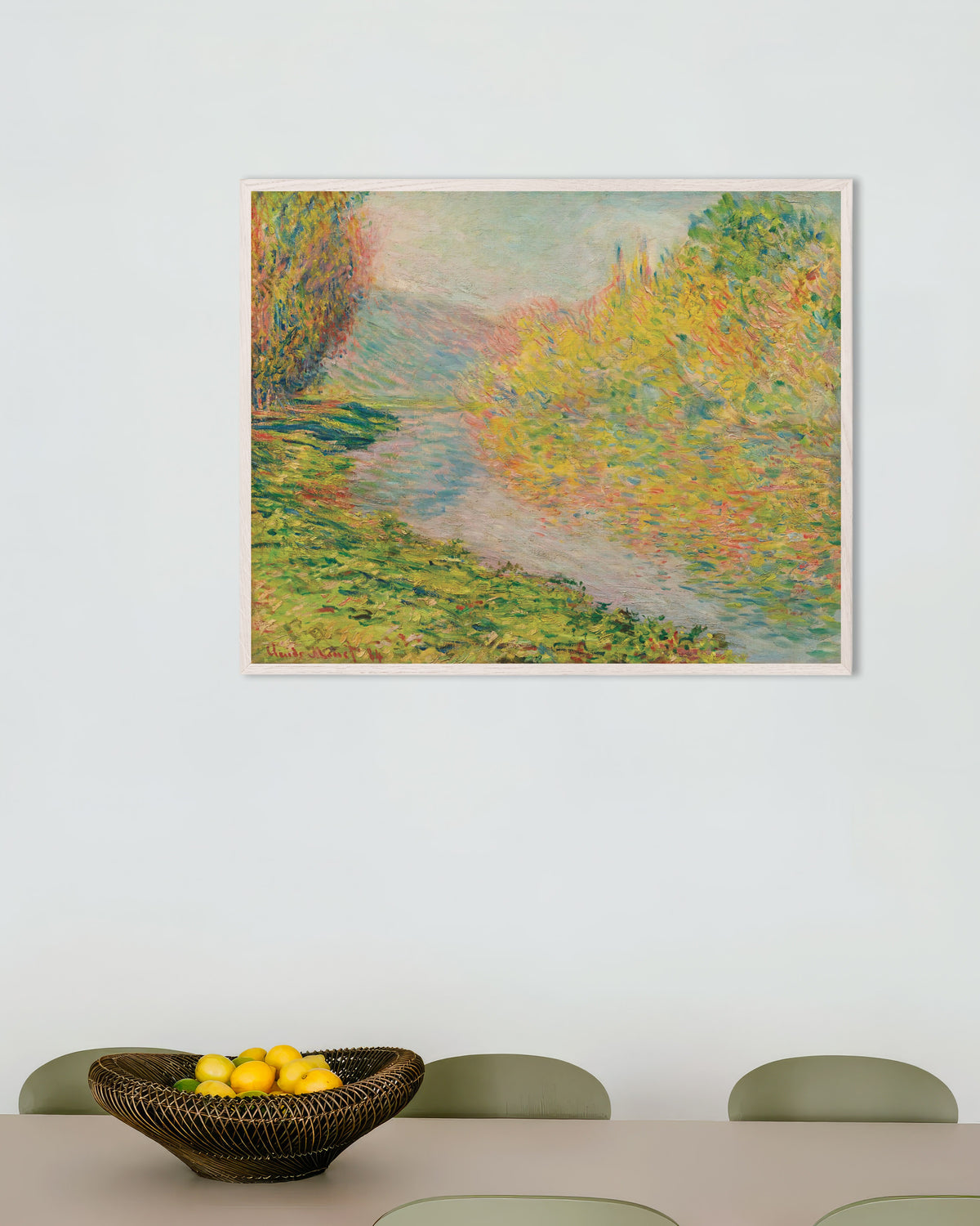 Plakat Efterår ved Jeufosse (1884) af Claude Monet med hvid træramme