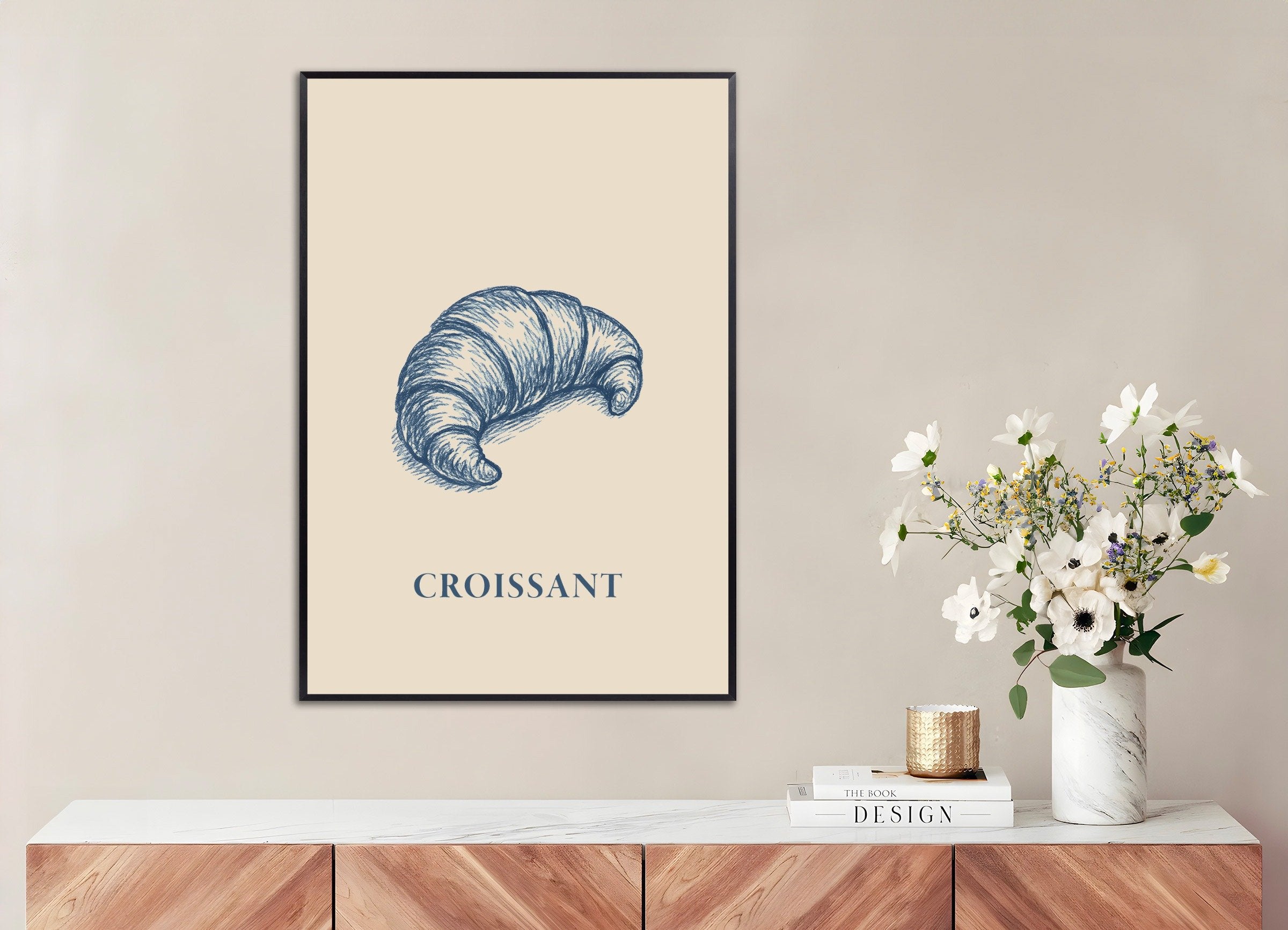 Poster of Bakery Poster - Croissant, with metal frame