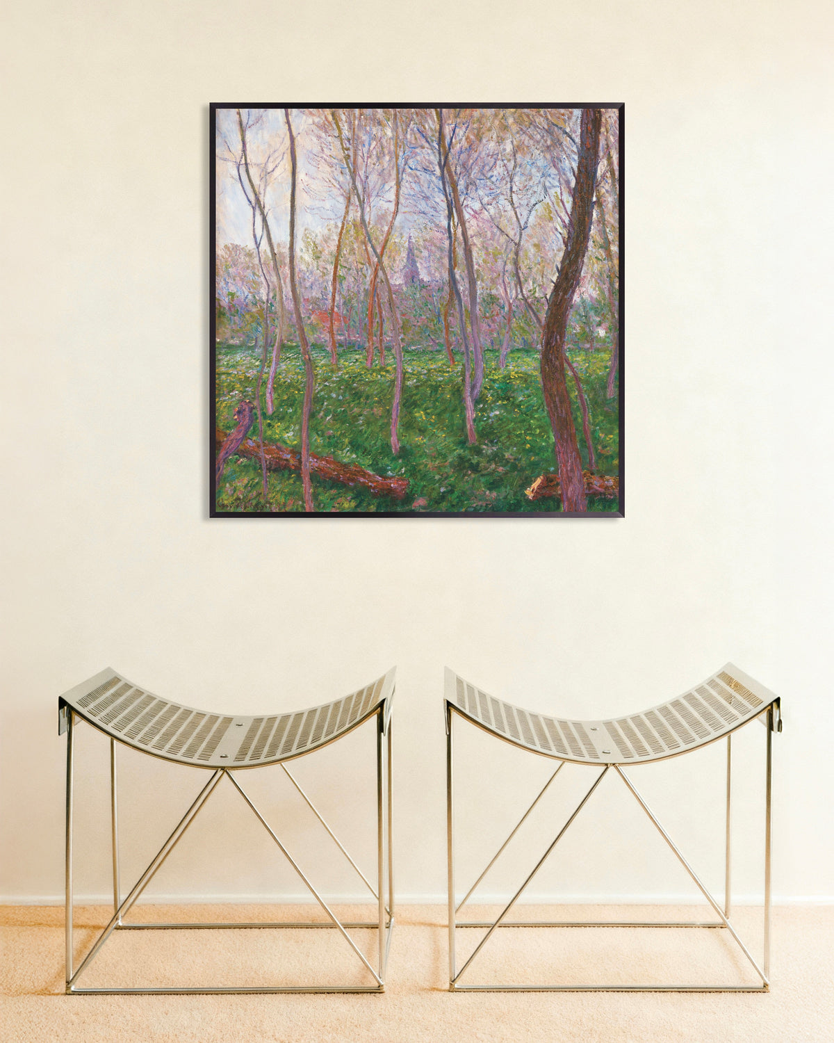 Plakat Bennecourt (1887) af Claude Monet med metalramme