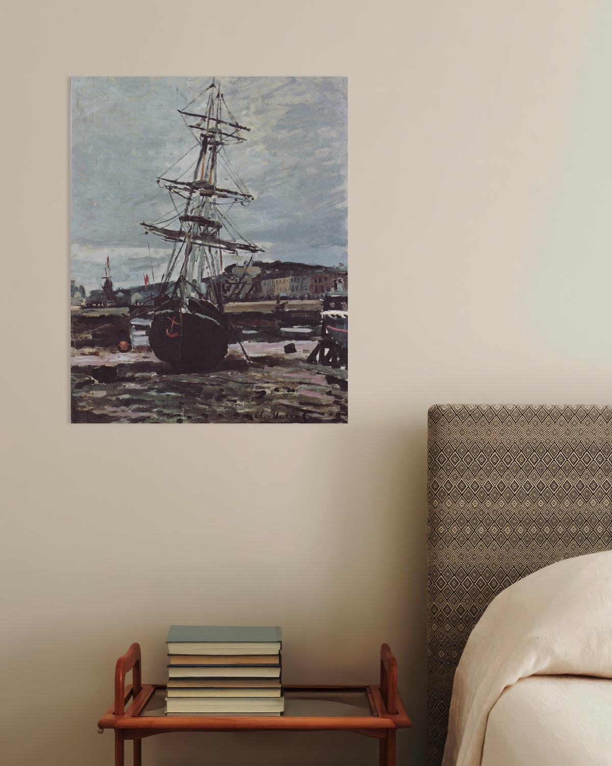 Plakat Båd på grund ved Fécamp (1868) af Claude Monet
