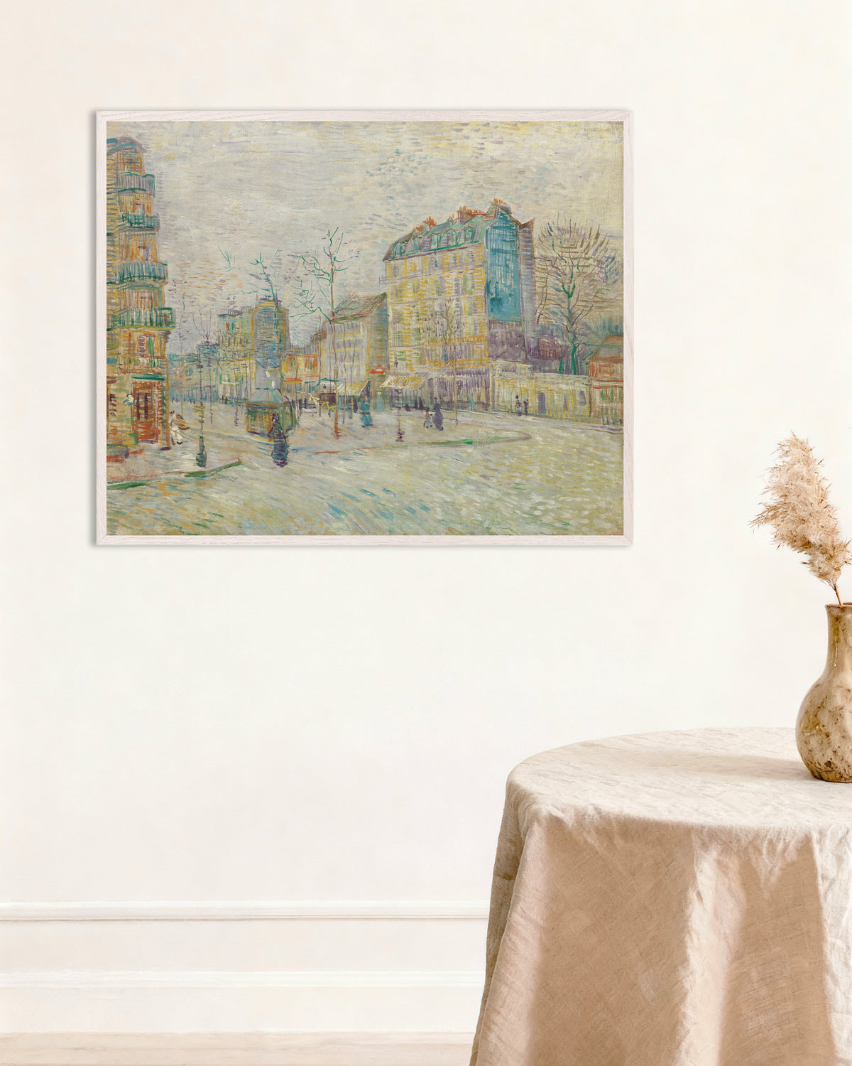 Poster af Boulevard de Clichy (1887) af Vincent van Gogh med hvid træramme