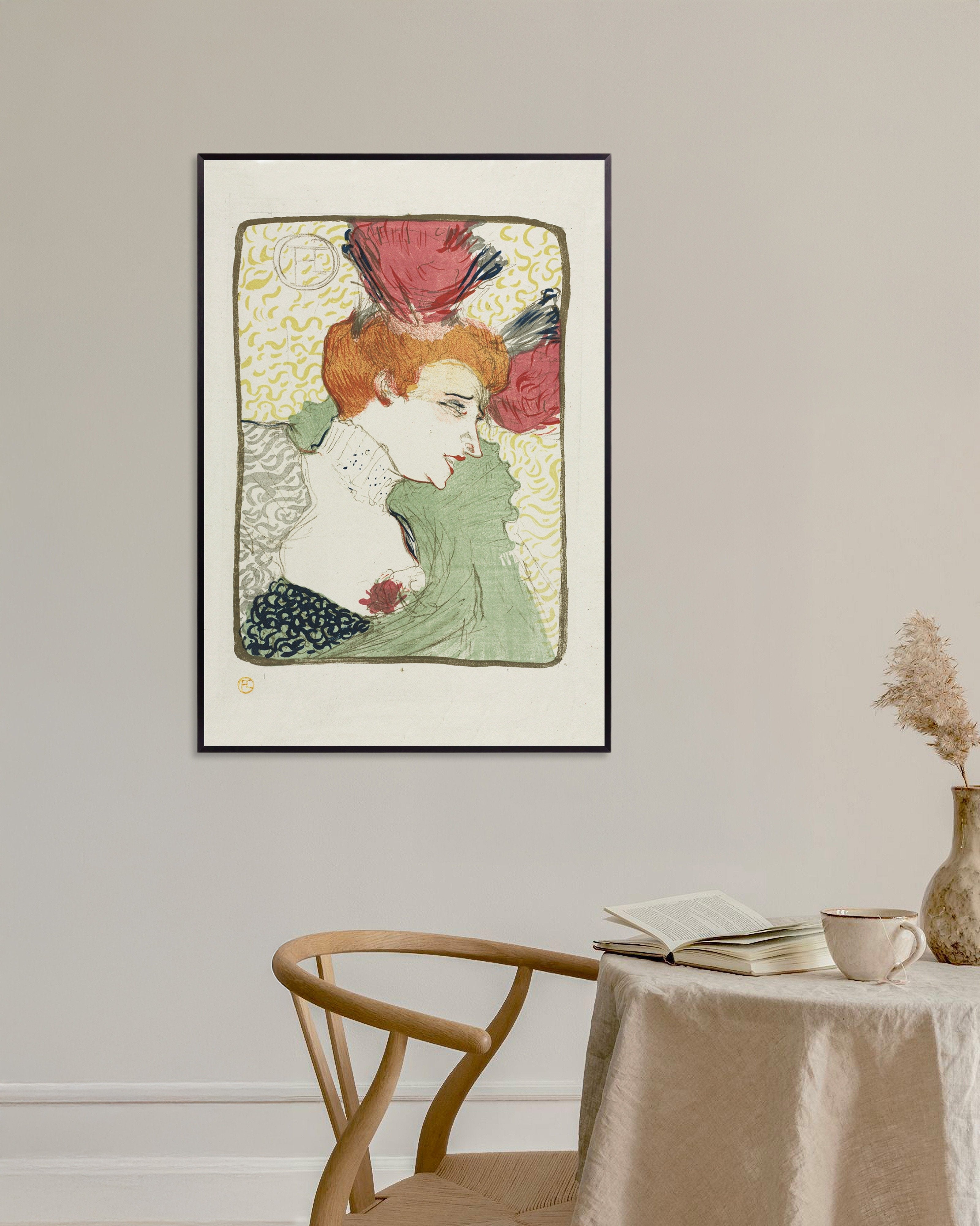 Poster of Bust of Mademoiselle Lender by Henri de Toulouse-Lautrec, 1895, with metal frame