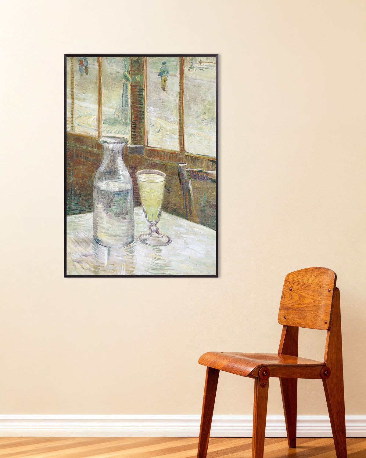 Plakat med Cafébord med absint (1887) af Vincent van Gogh, med metalramme