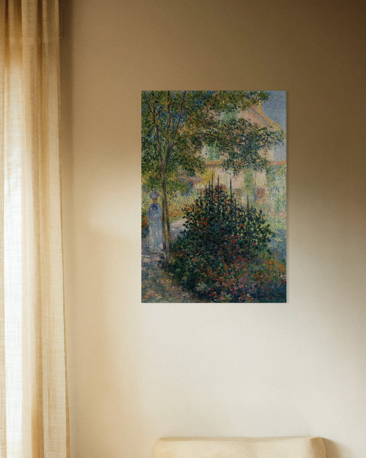 Plakat Camille Monet i haven i Argenteuil (1876) af Claude Monet