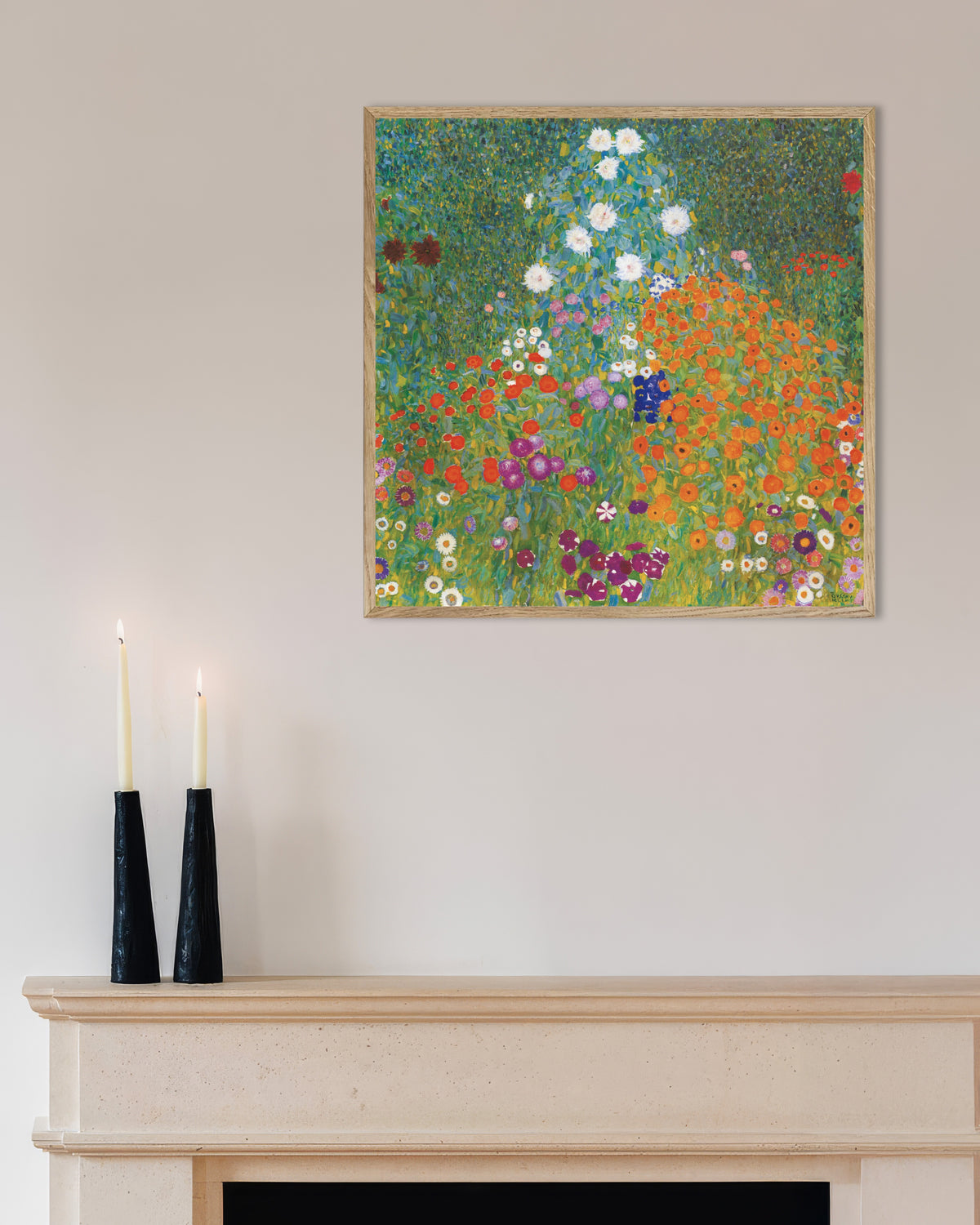 Plakat Bondehave (1905–1907) af Gustav Klimt med ramme i naturtræ