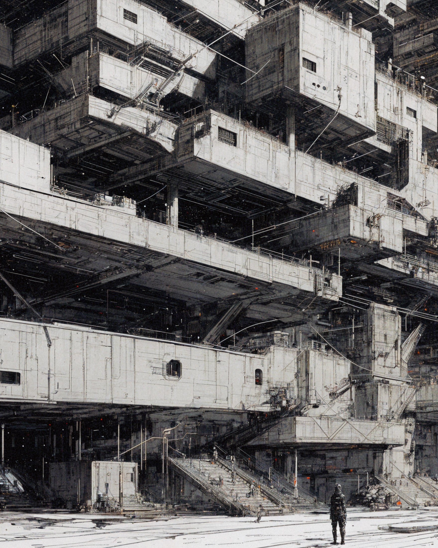 Brutalist arkitektur, cybernetisk by - Plakat