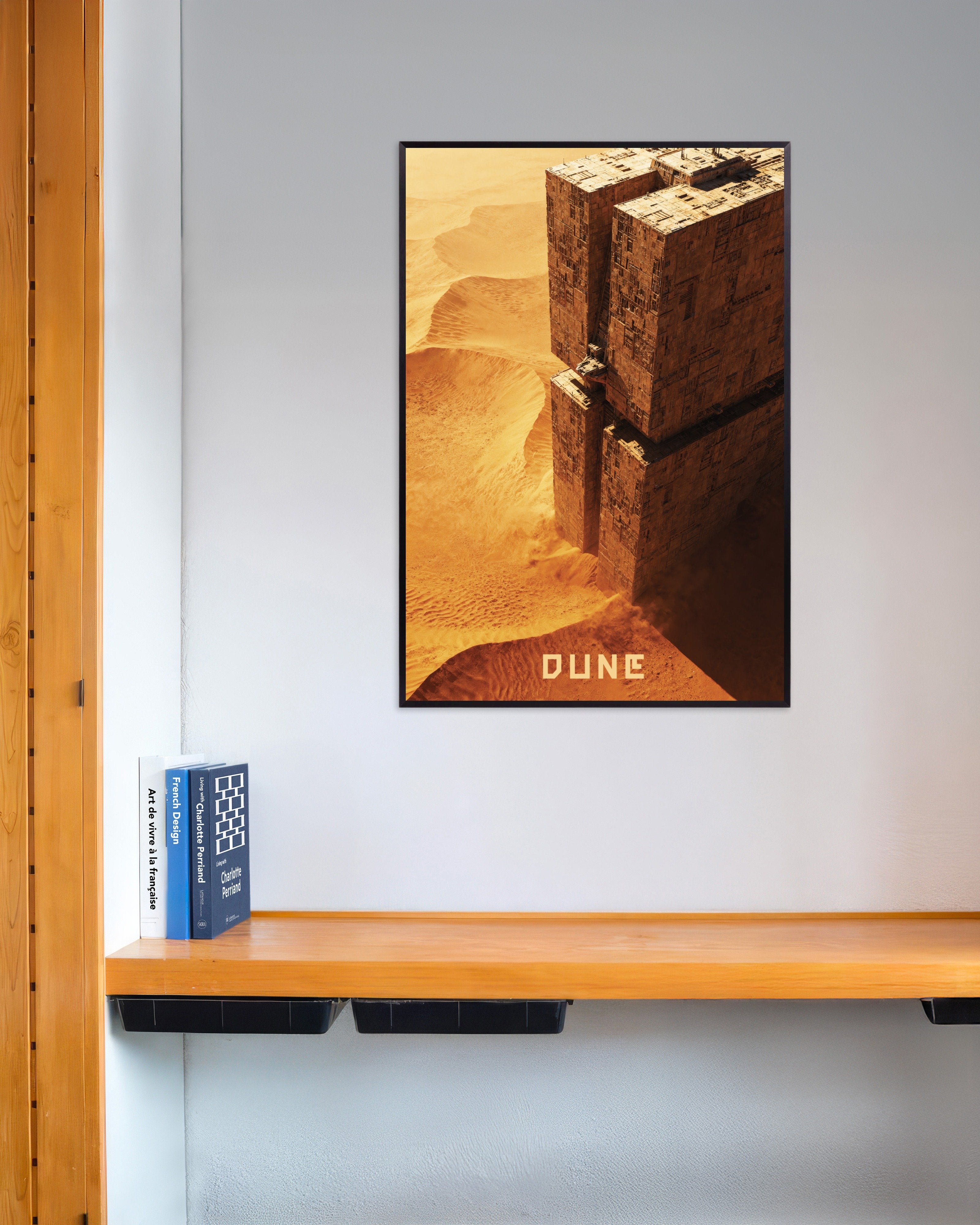 Poster of Desert Fortress Poster, Sci-Fi Megastructure, with metal frame