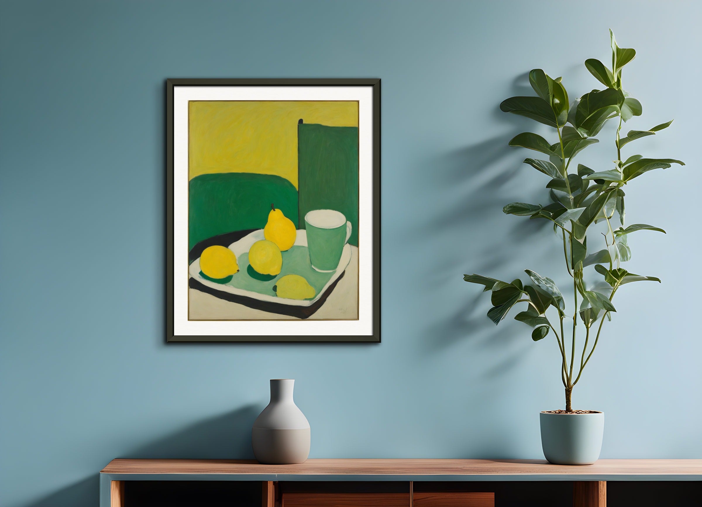 Poster with metal frame: American intimate figurative, abstract trend,