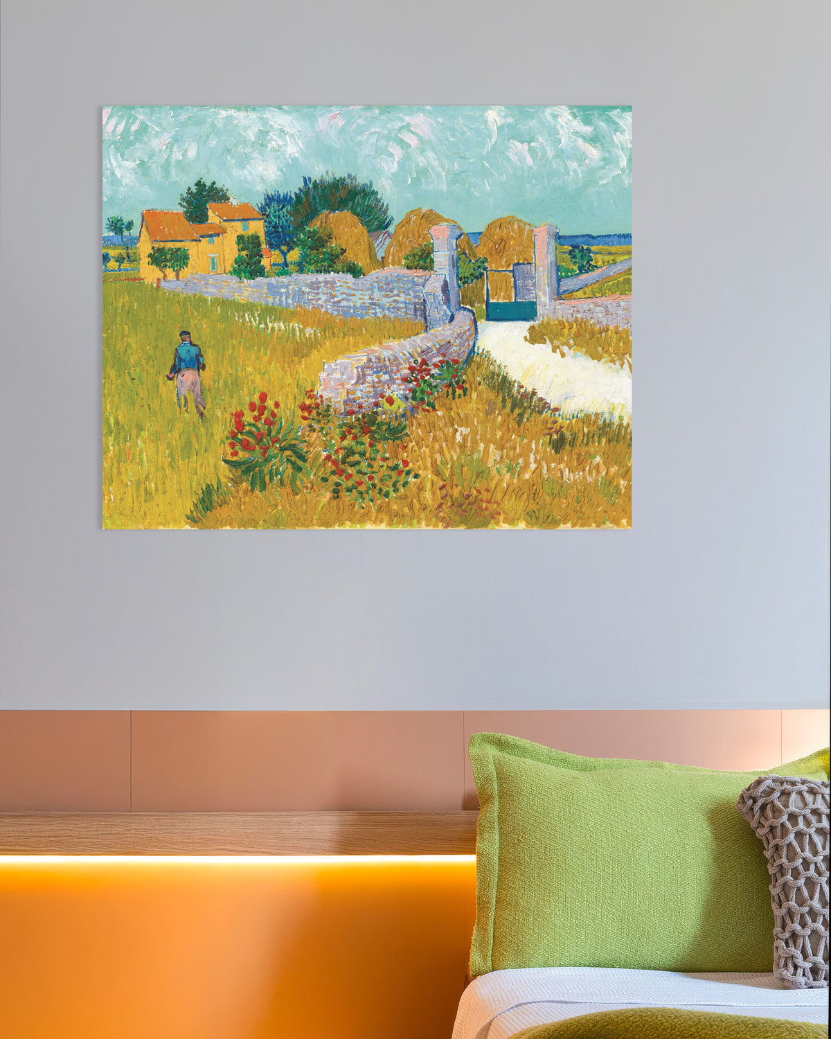 Plakat med Bondegård i Provence (1888) af Vincent van Gogh