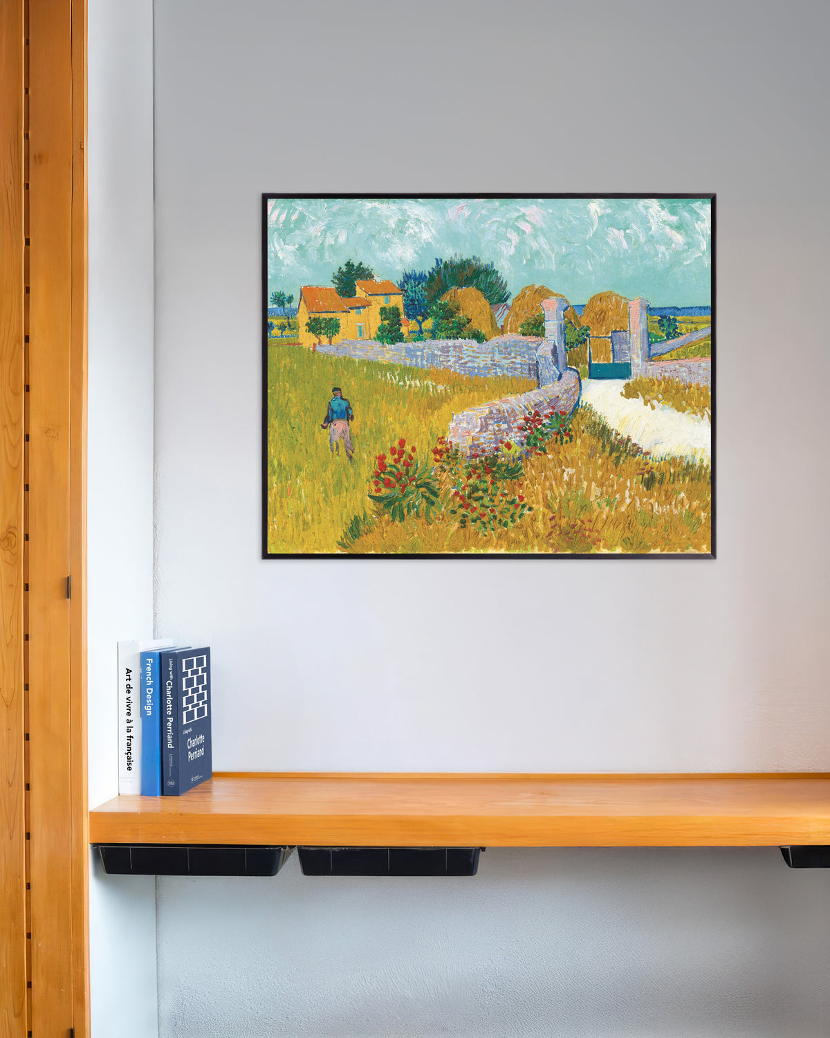Plakat med Bondegård i Provence (1888) af Vincent van Gogh, med metalramme