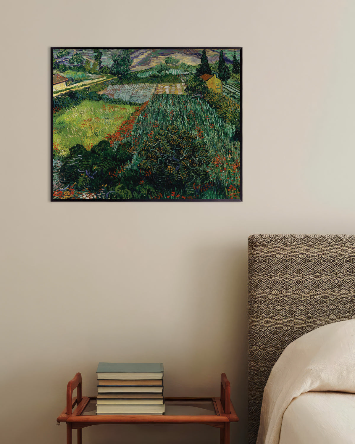 Poster med Valmuefelt (1889) af Vincent van Gogh, med metalramme
