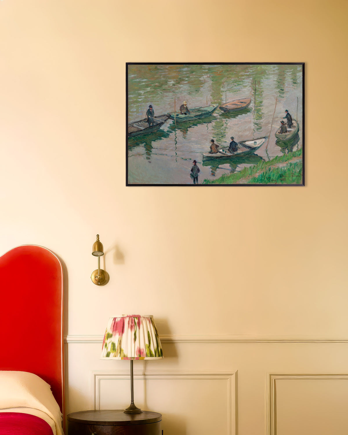 Plakat Fiskere på Seinen ved Poissy (1882) af Claude Monet med metalramme