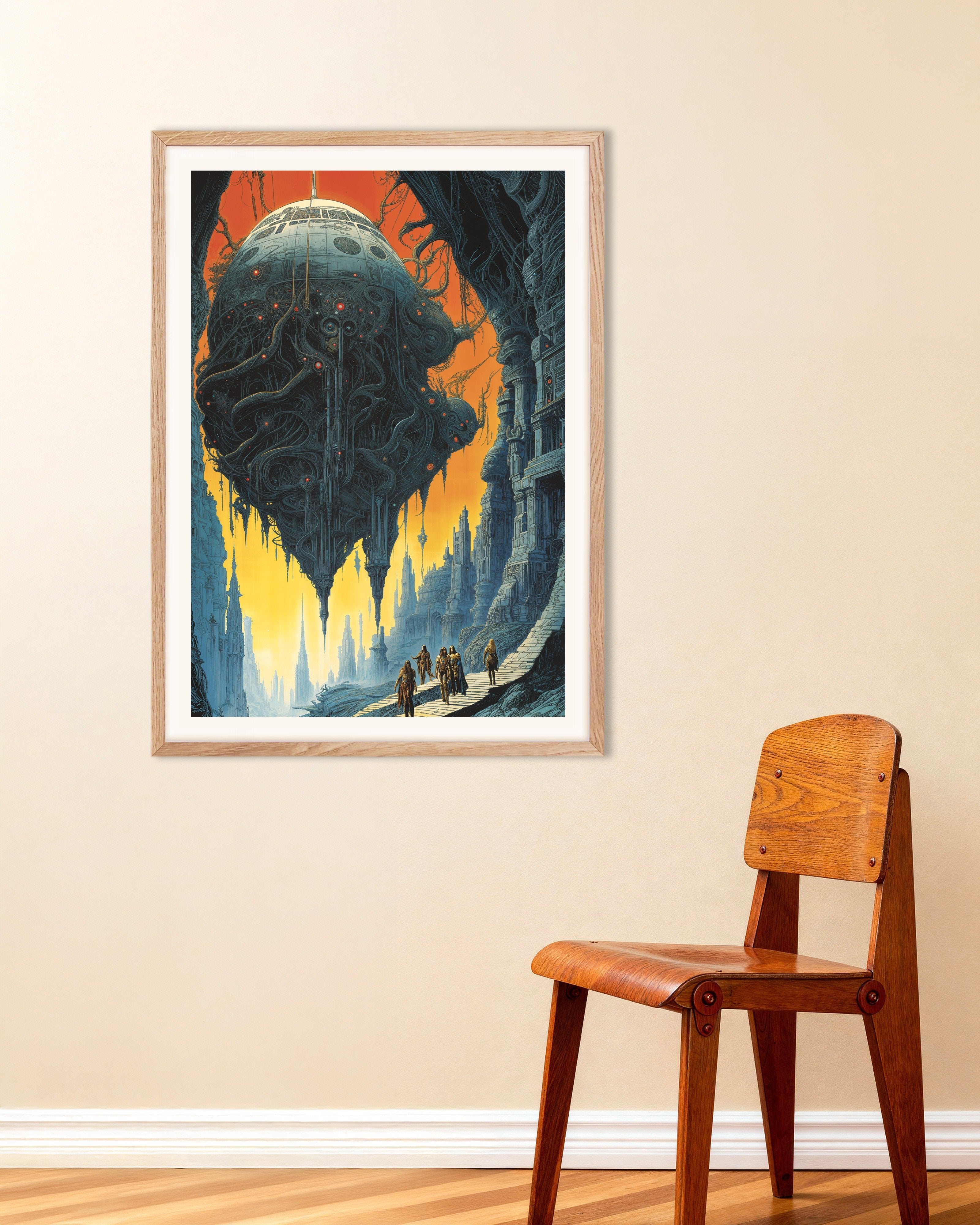Poster of Floating Organic Structure Poster, with natural wooden frame