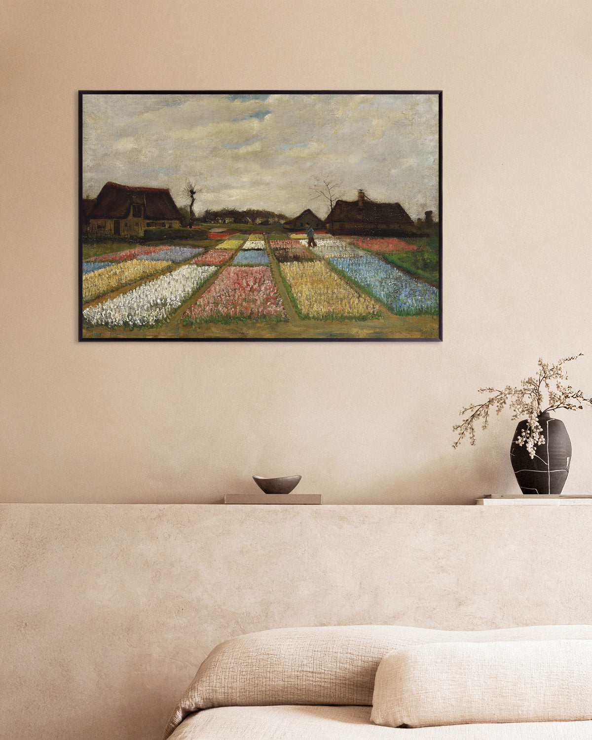 Poster af Blomsterbede i Holland (ca. 1883) af Vincent van Gogh med metalramme
