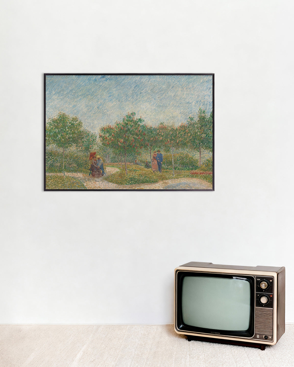 Poster med Have med kurtiserende par, Square Saint-Pierre (1887) af Vincent van Gogh, med metalramme