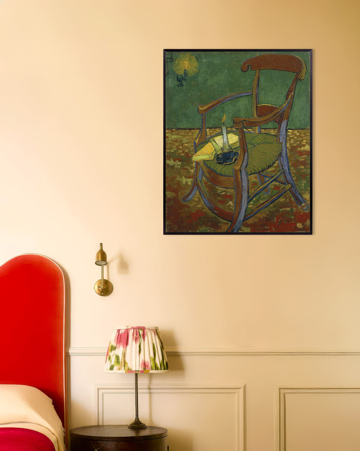 Poster af Vincent van Goghs Gauguins stol (1888) med metalramme