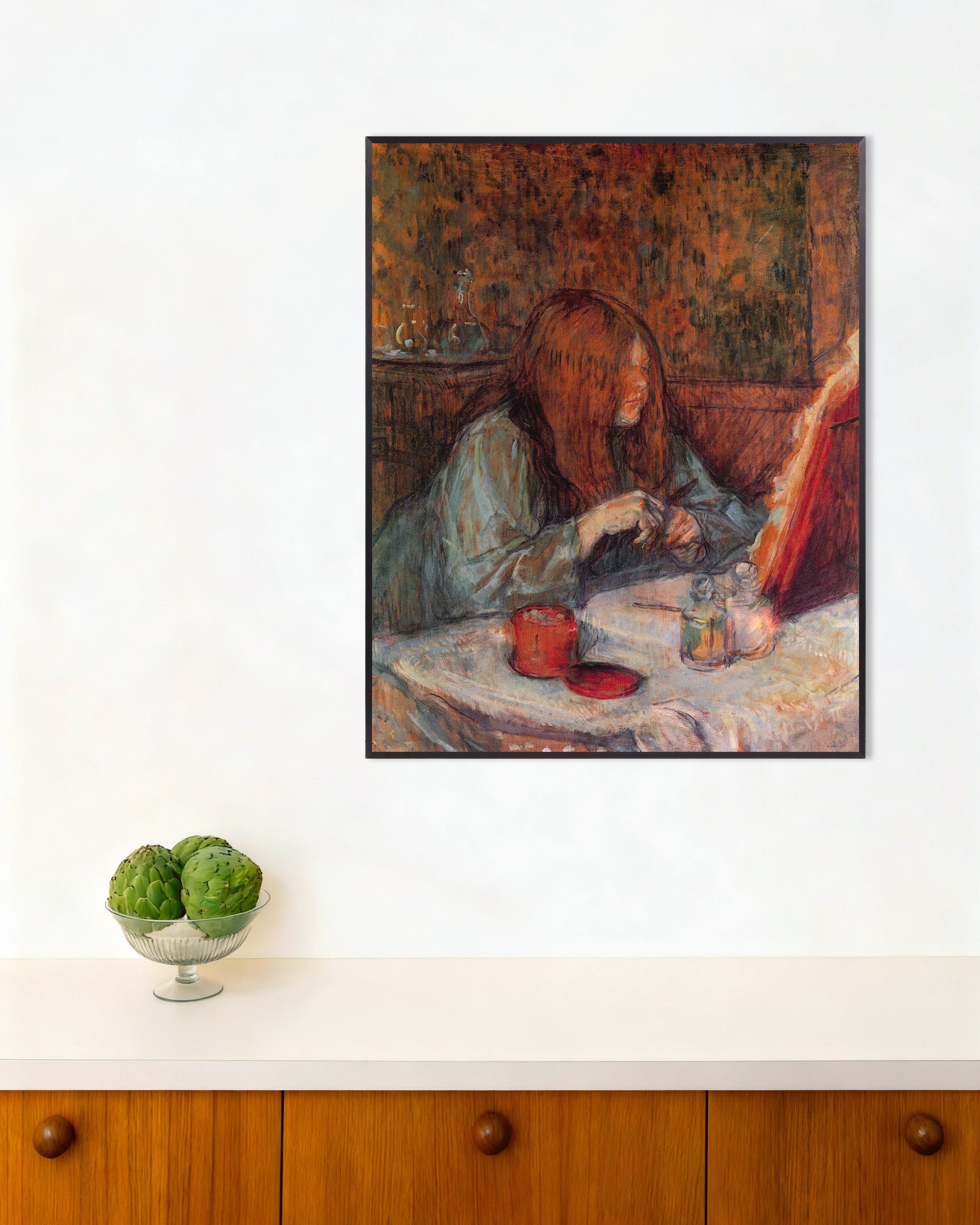 Poster of Girl at her toilet by Henri de Toulouse-Lautrec, 1898, with metal frame