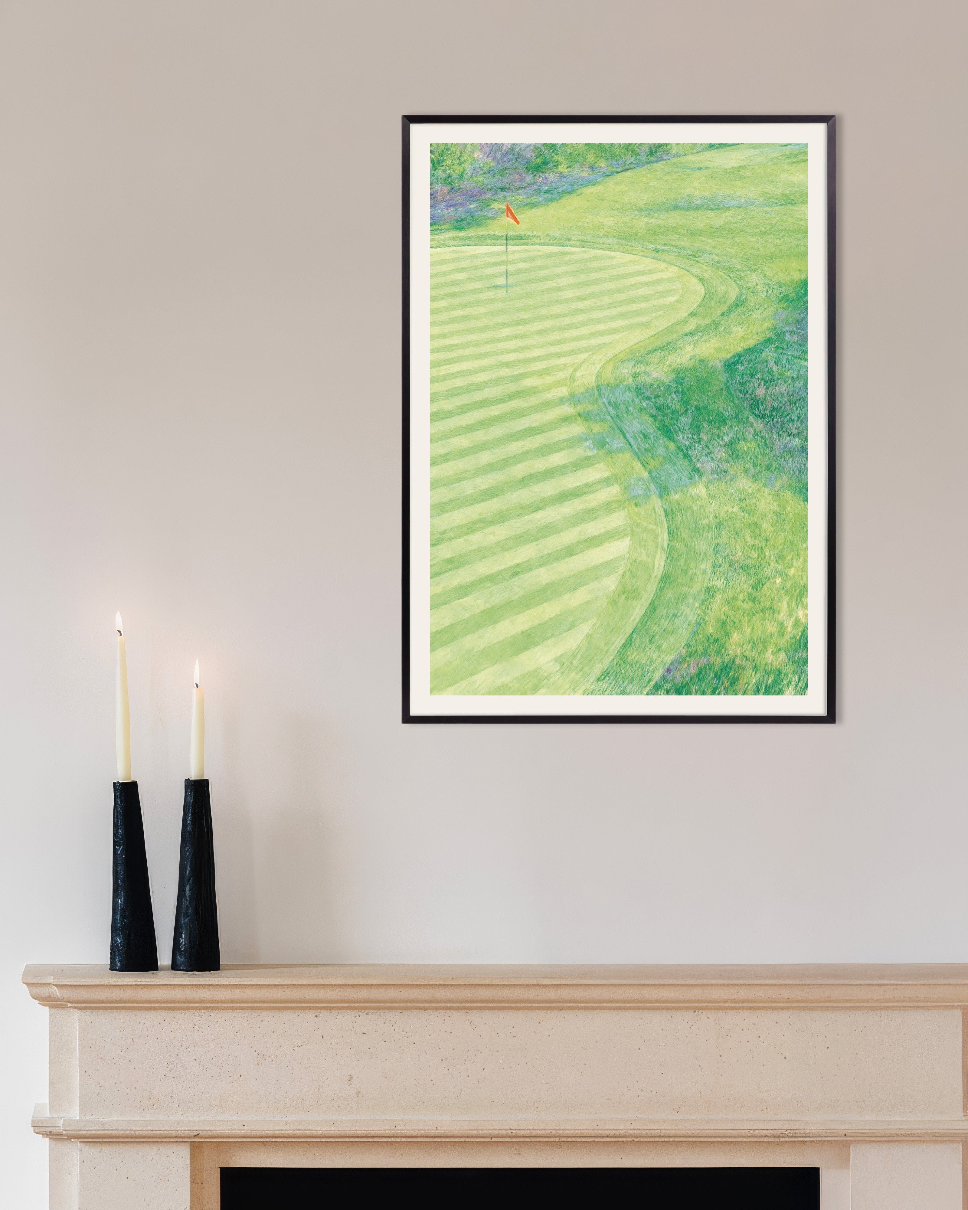 Poster of Golf poster – Impressionism, green landscape art print, with metal frame