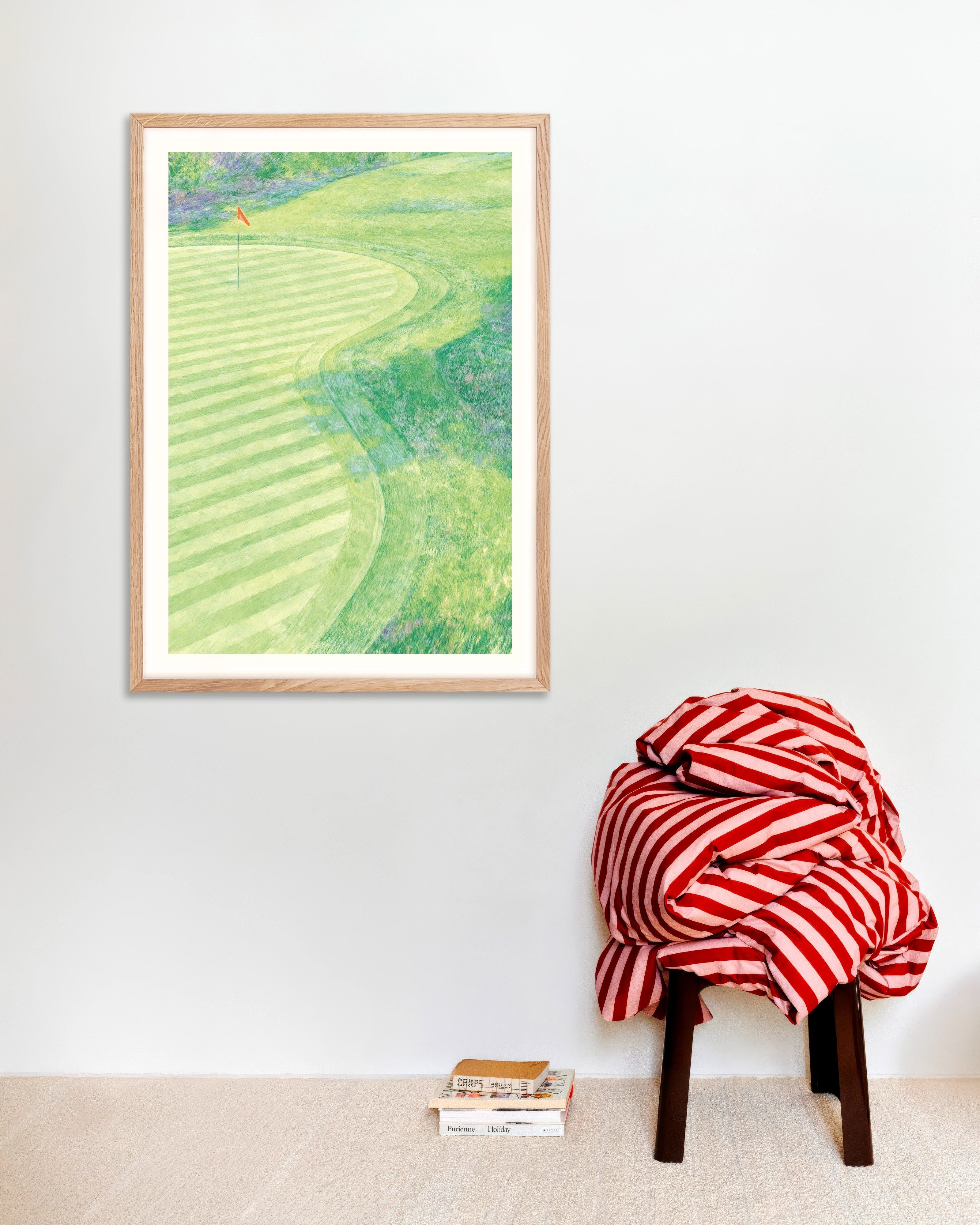 Poster of Golf poster – Impressionism, green landscape art print, with natural wooden frame