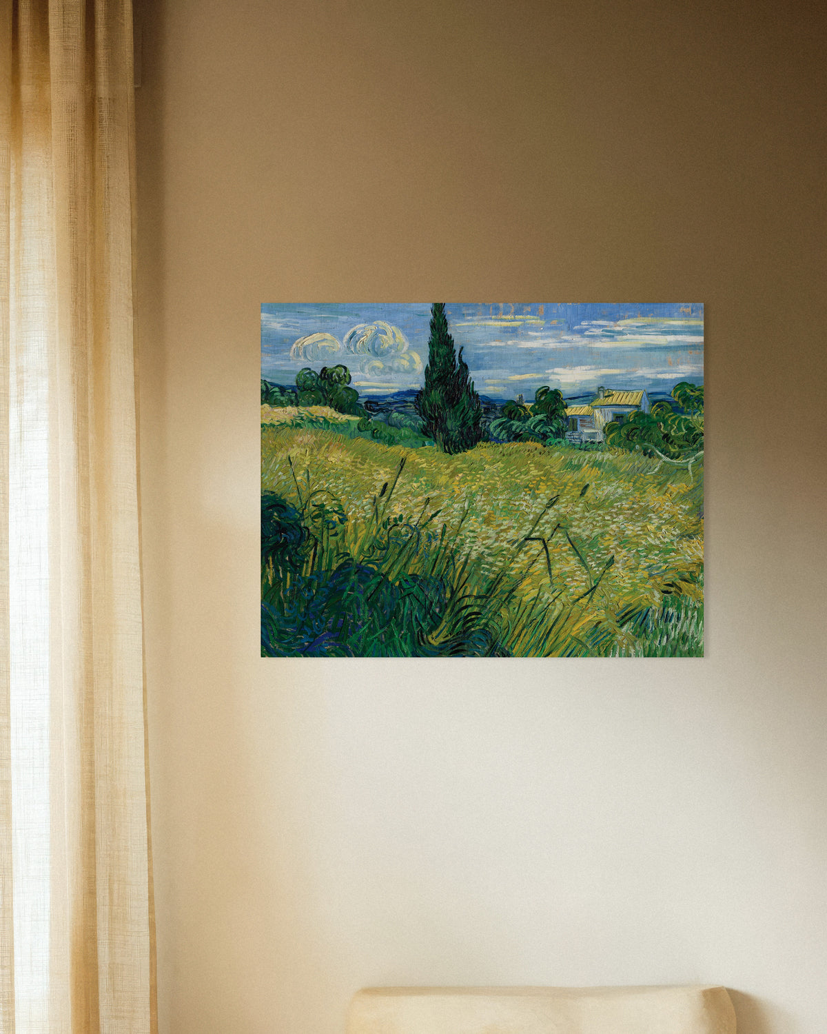Poster med Grøn hvedemark med cypres (1889) af Vincent van Gogh