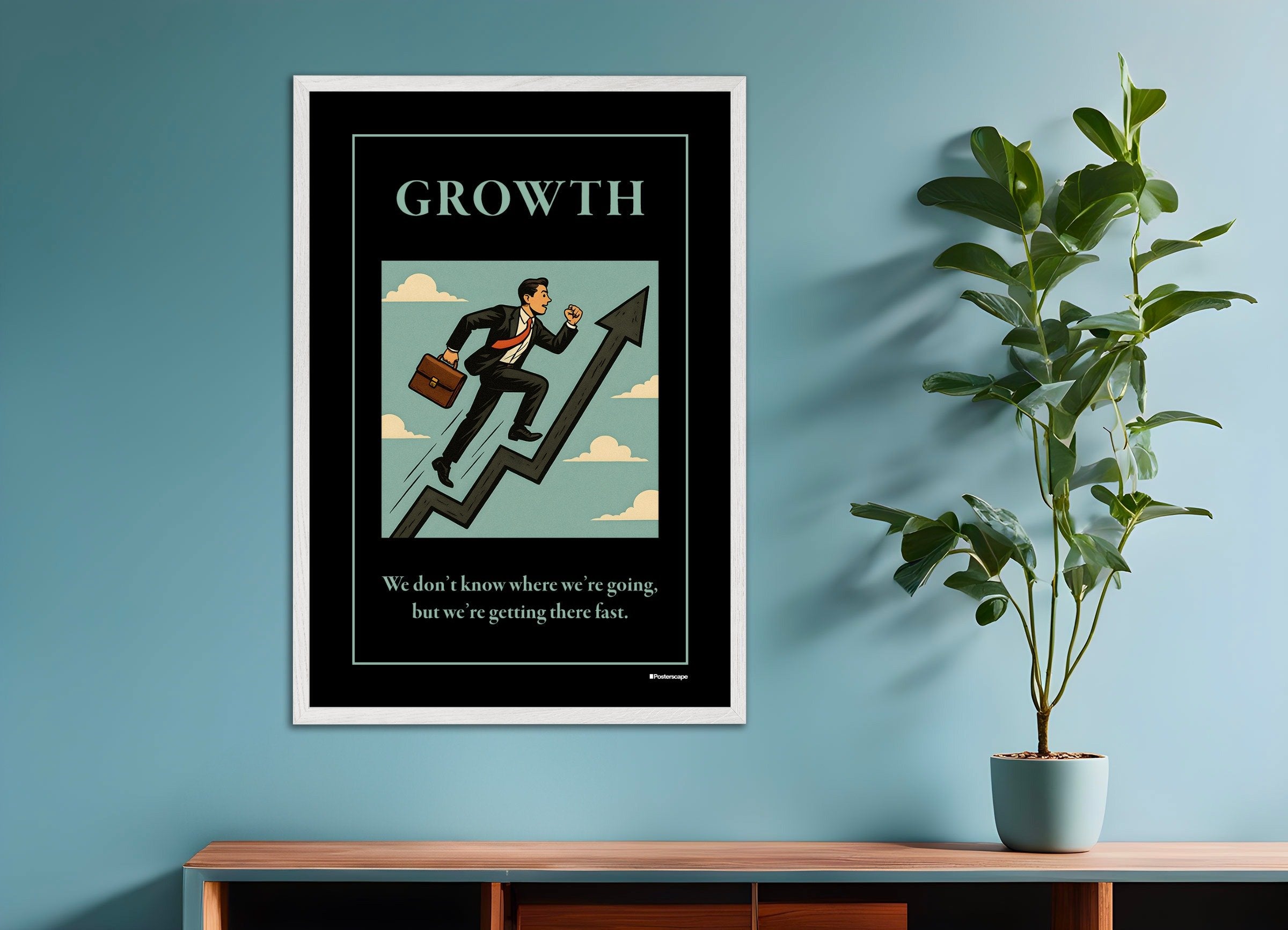 Poster of Growth - Demotivational Poster, with white wooden frame