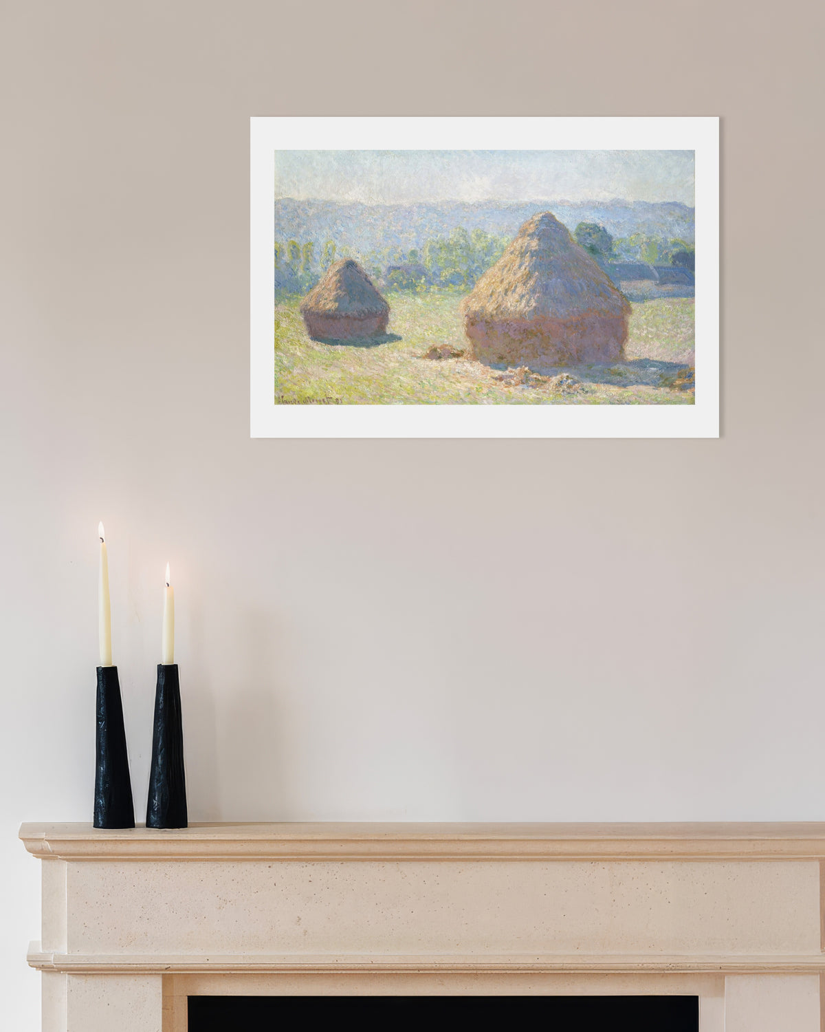 Plakat Kornstakke, sensommer (1891) af Claude Monet