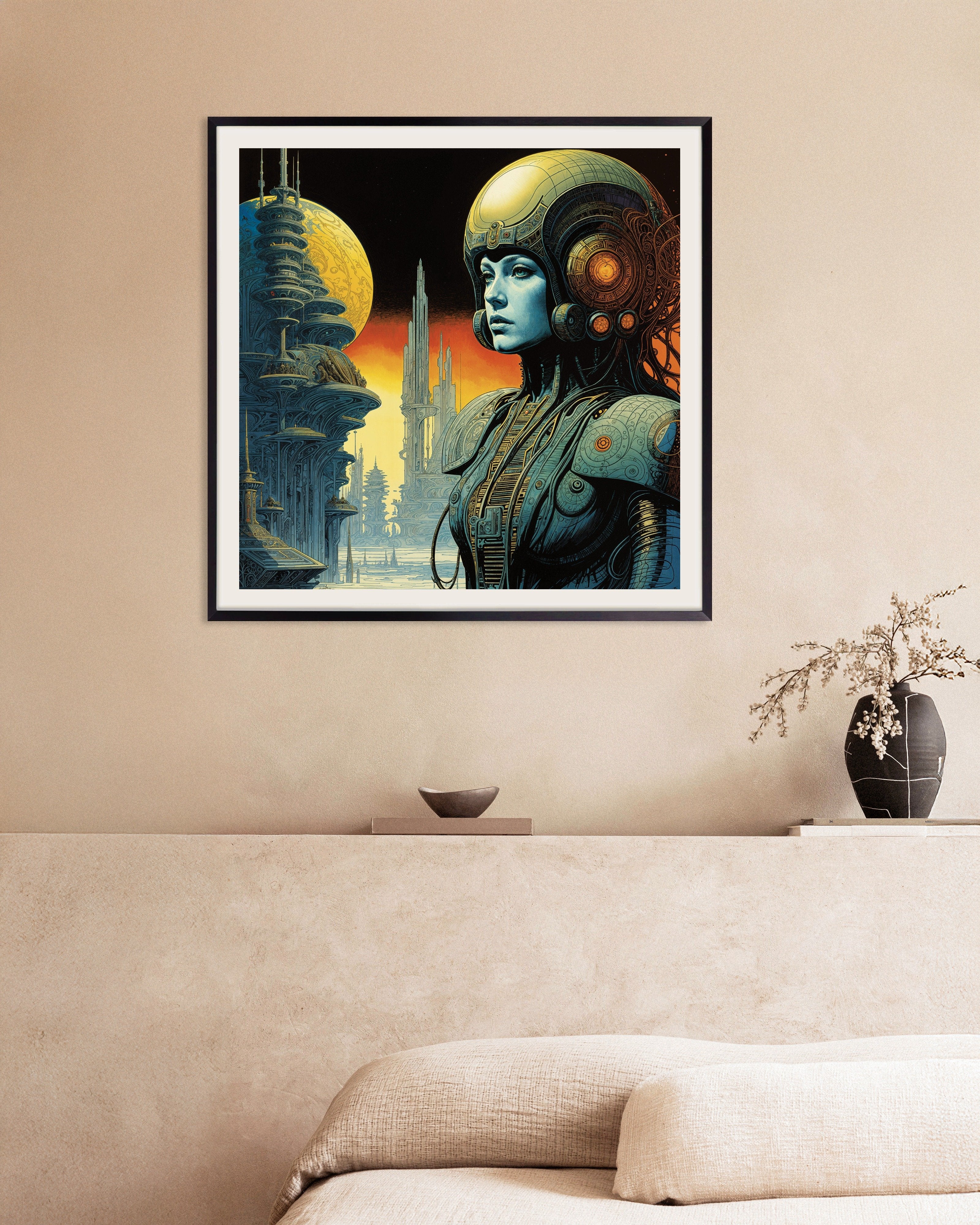 Poster of Hive Queen - Retro Sci-Fi Poster, with metal frame