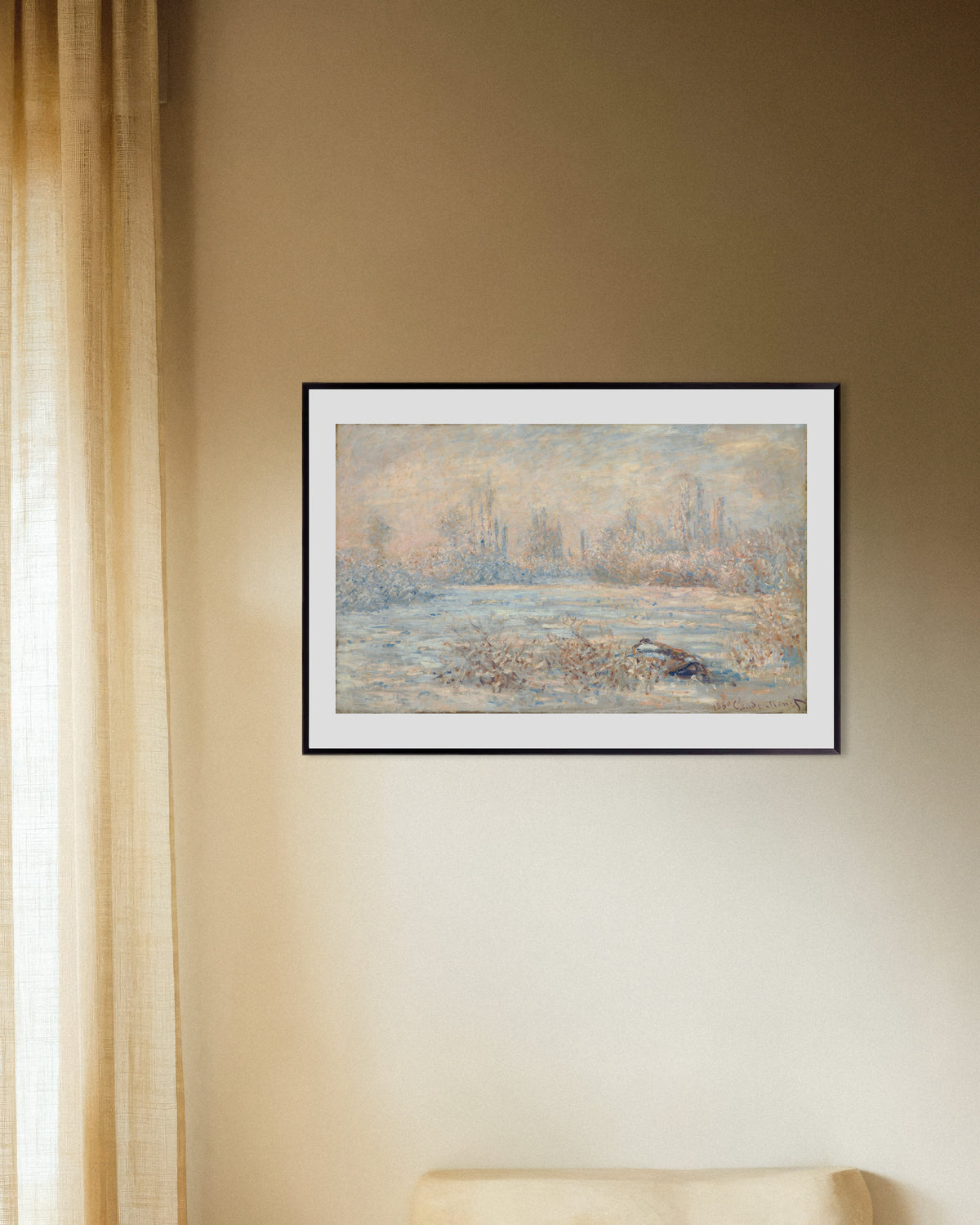 Plakat Rimfrost (1880) af Claude Monet med metalramme