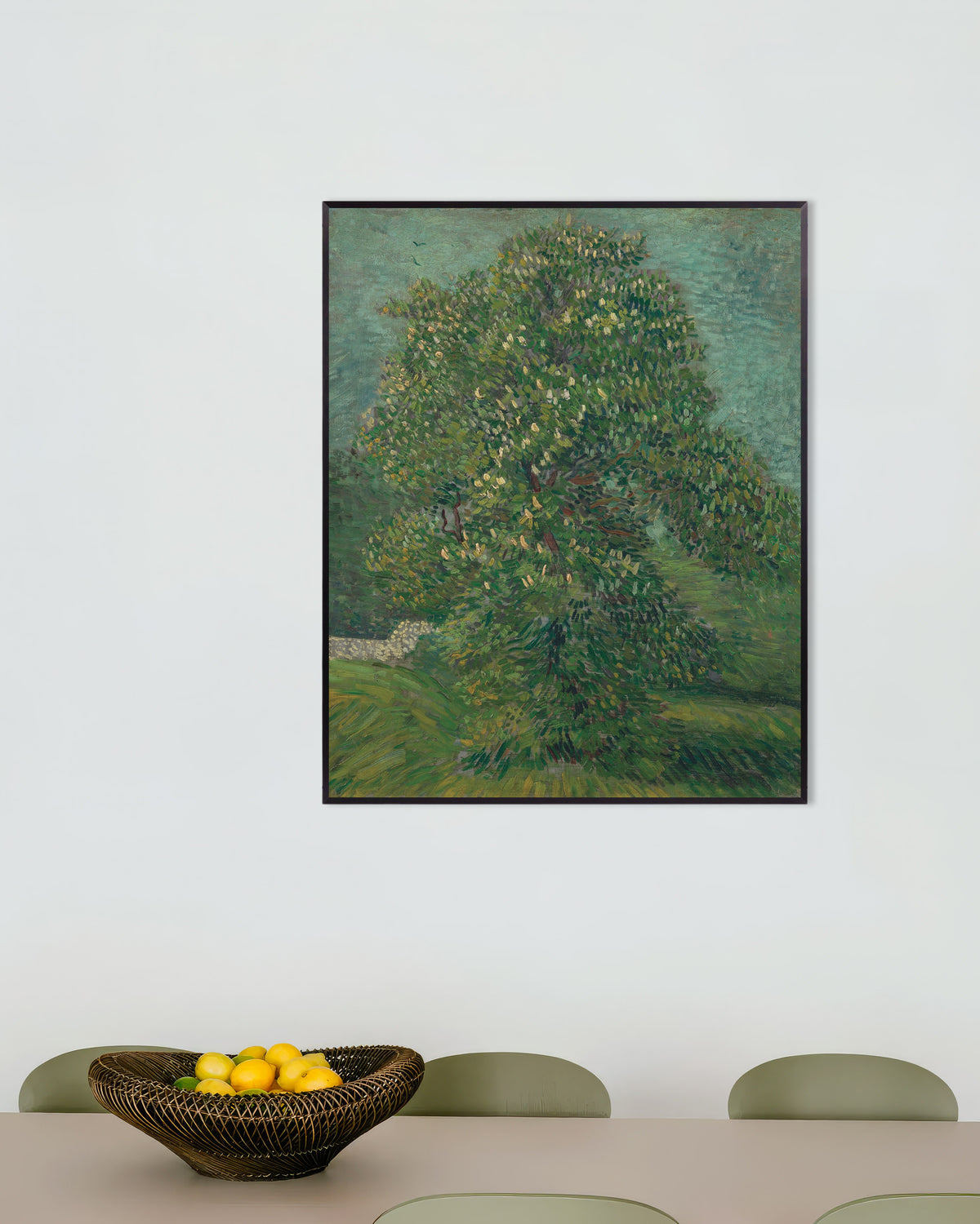 Poster af Kastanjetræ i blomst (1887) af Vincent van Gogh med metalramme