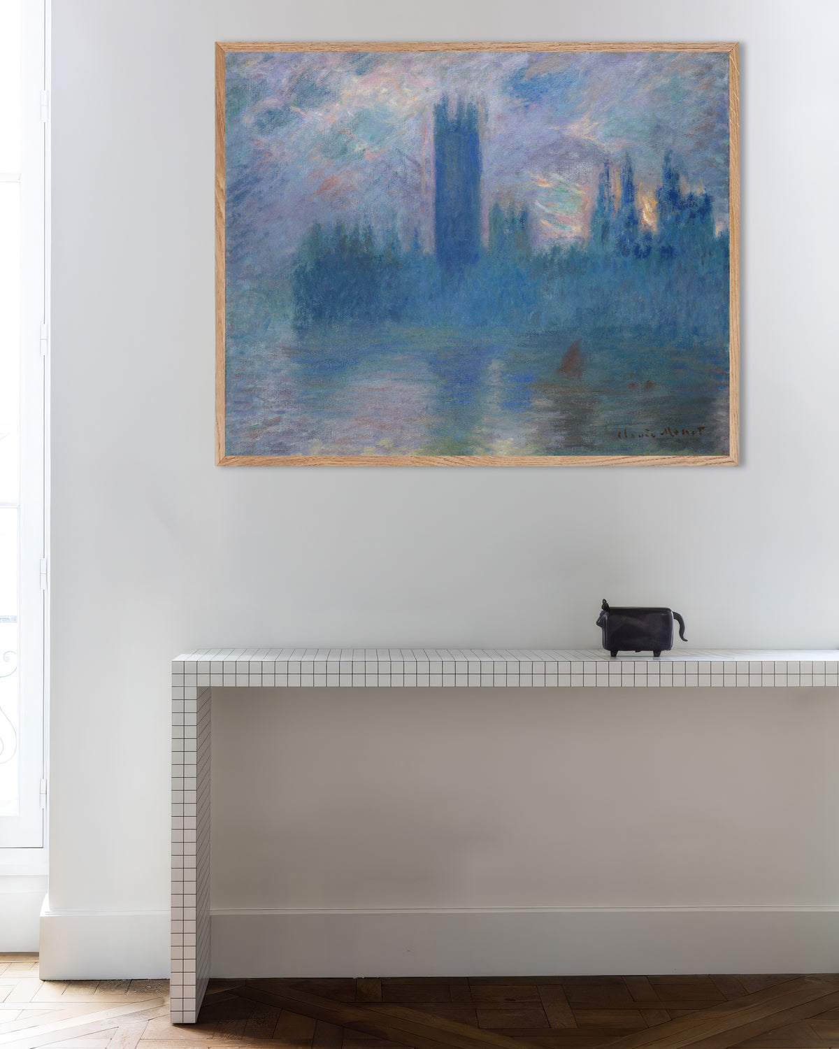 Plakat Parlamentet i London (1900) af Claude Monet med ramme i naturtræ