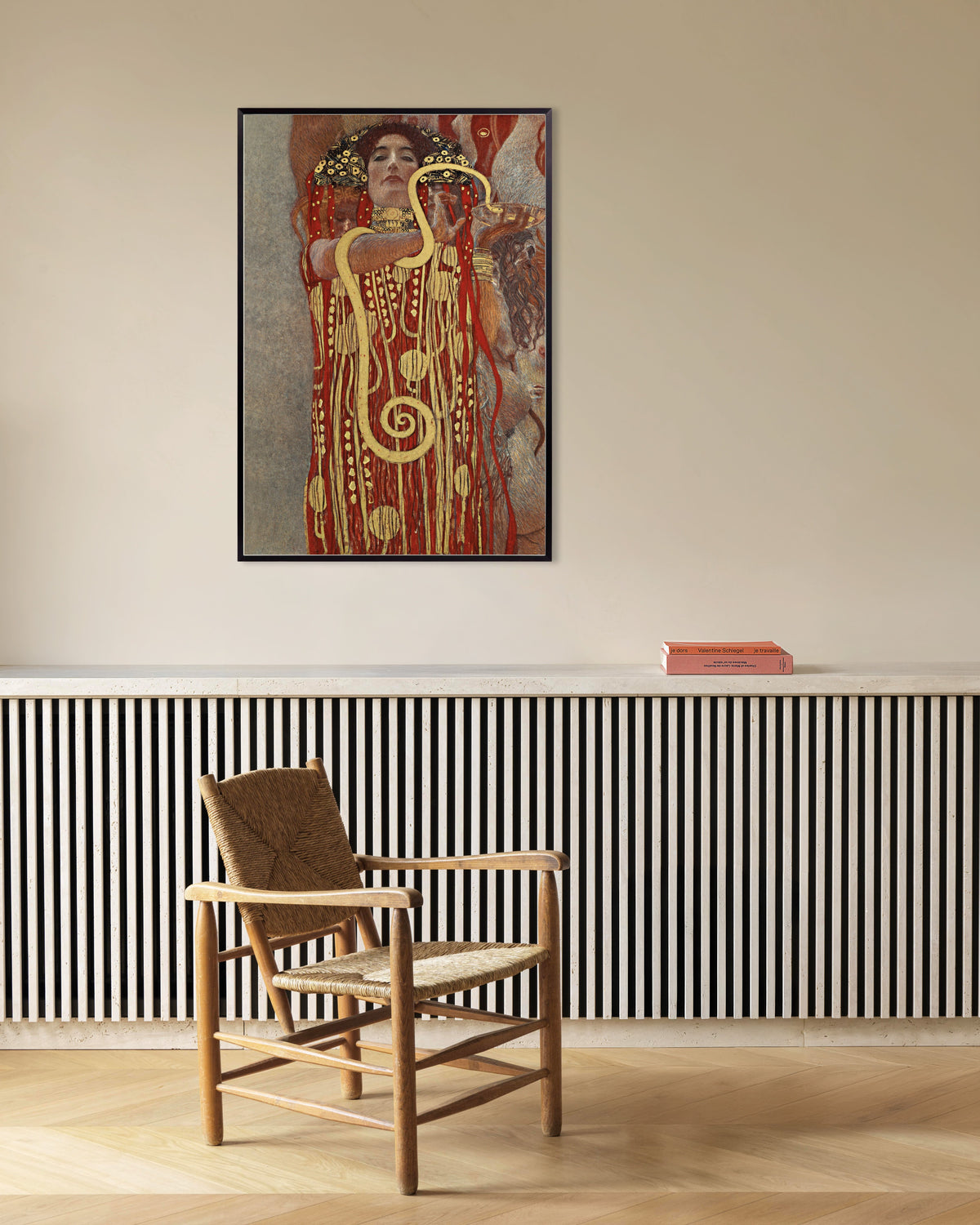 Plakat Hygieia, detalje af Medicinen (1907) af Gustav Klimt med metalramme