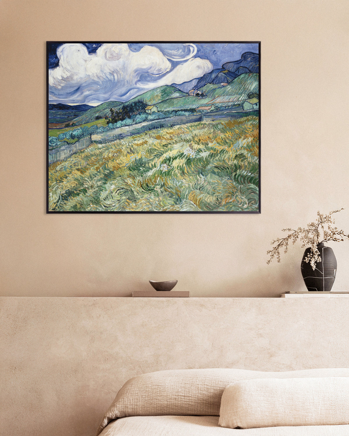 Poster med Landskab fra Saint-Rémy (1889) af Vincent van Gogh, med metalramme
