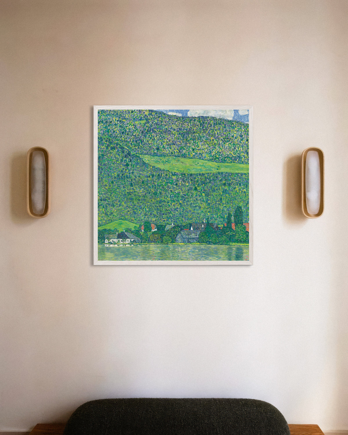 Poster af Litzlberg ved Attersee (1914–1915) af Gustav Klimt med hvid træramme