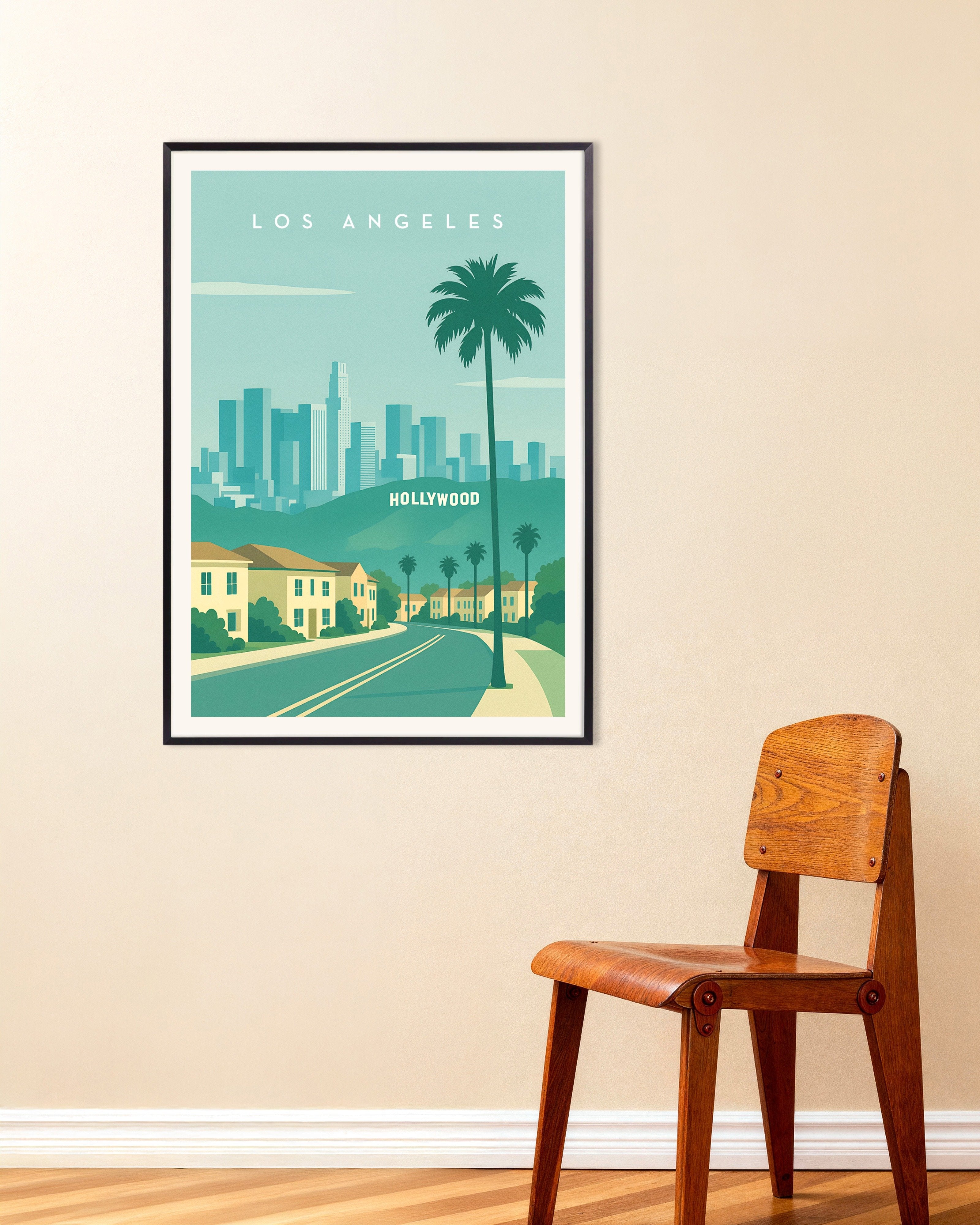 Poster of Los Angeles Hollywood Wall Art Print, with metal frame